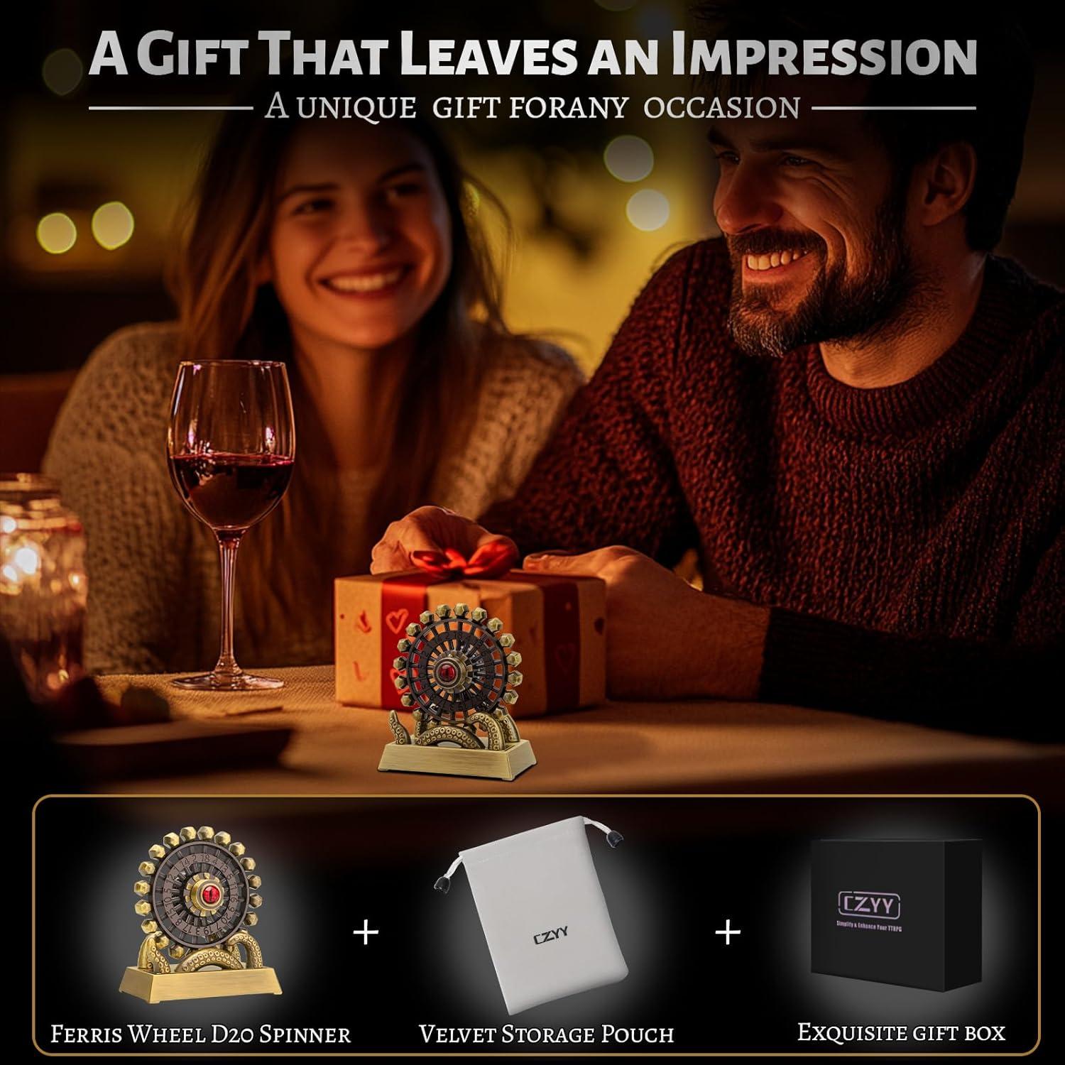 Dado Giratorio D20 CZYY Bronce - Accesorio D&D y RPG