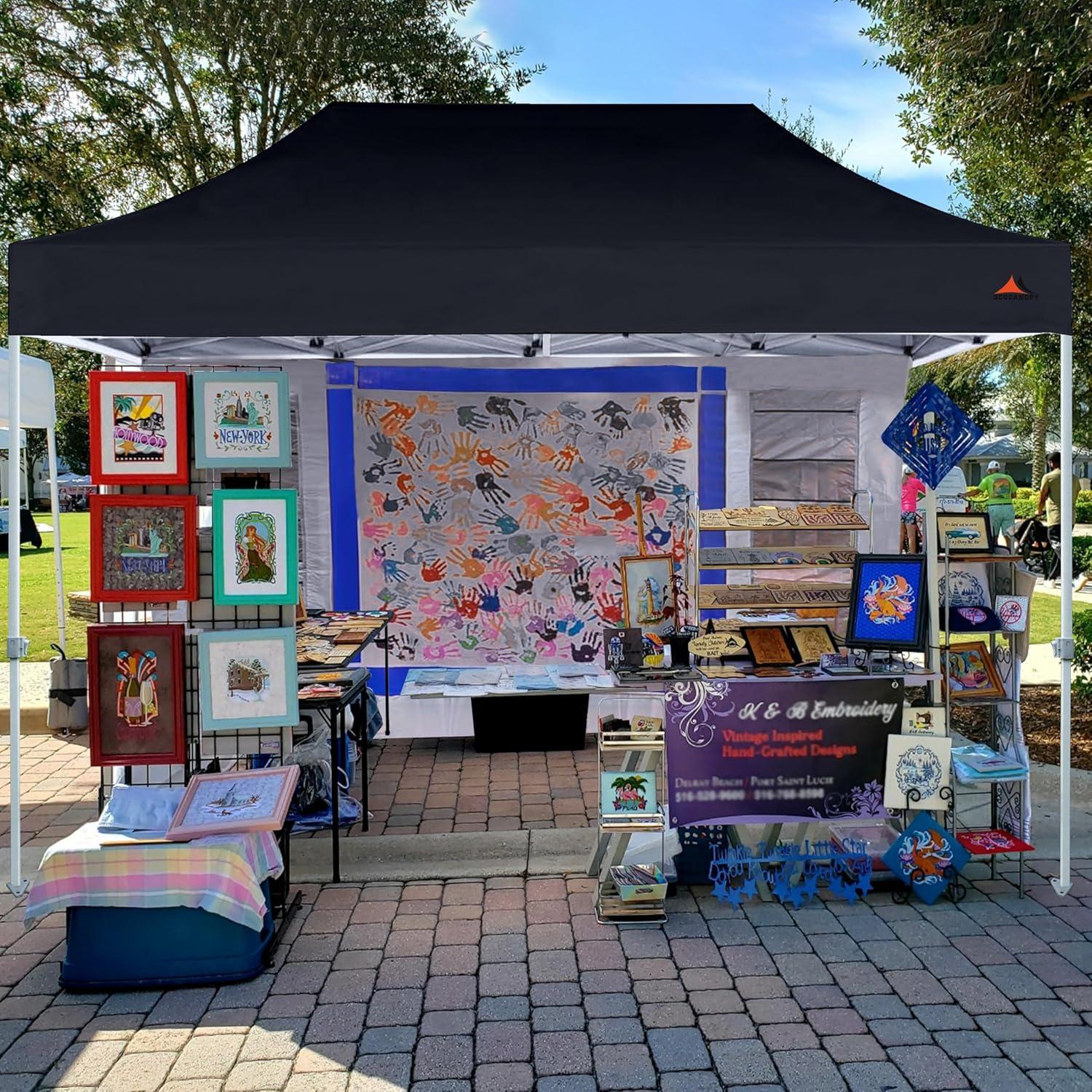 Cubierta de Carpa Comercial 10x15 SCOCANOPY Negra Resistente