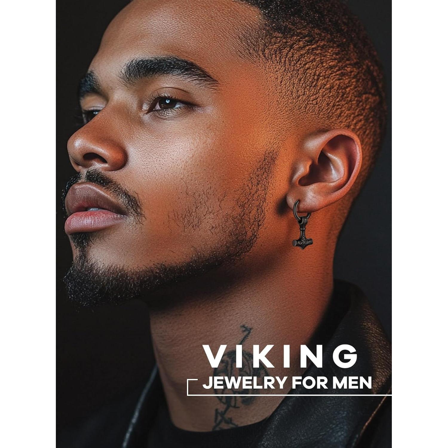 Pendientes Vikingos de Acero Inoxidable Supcare para Hombres