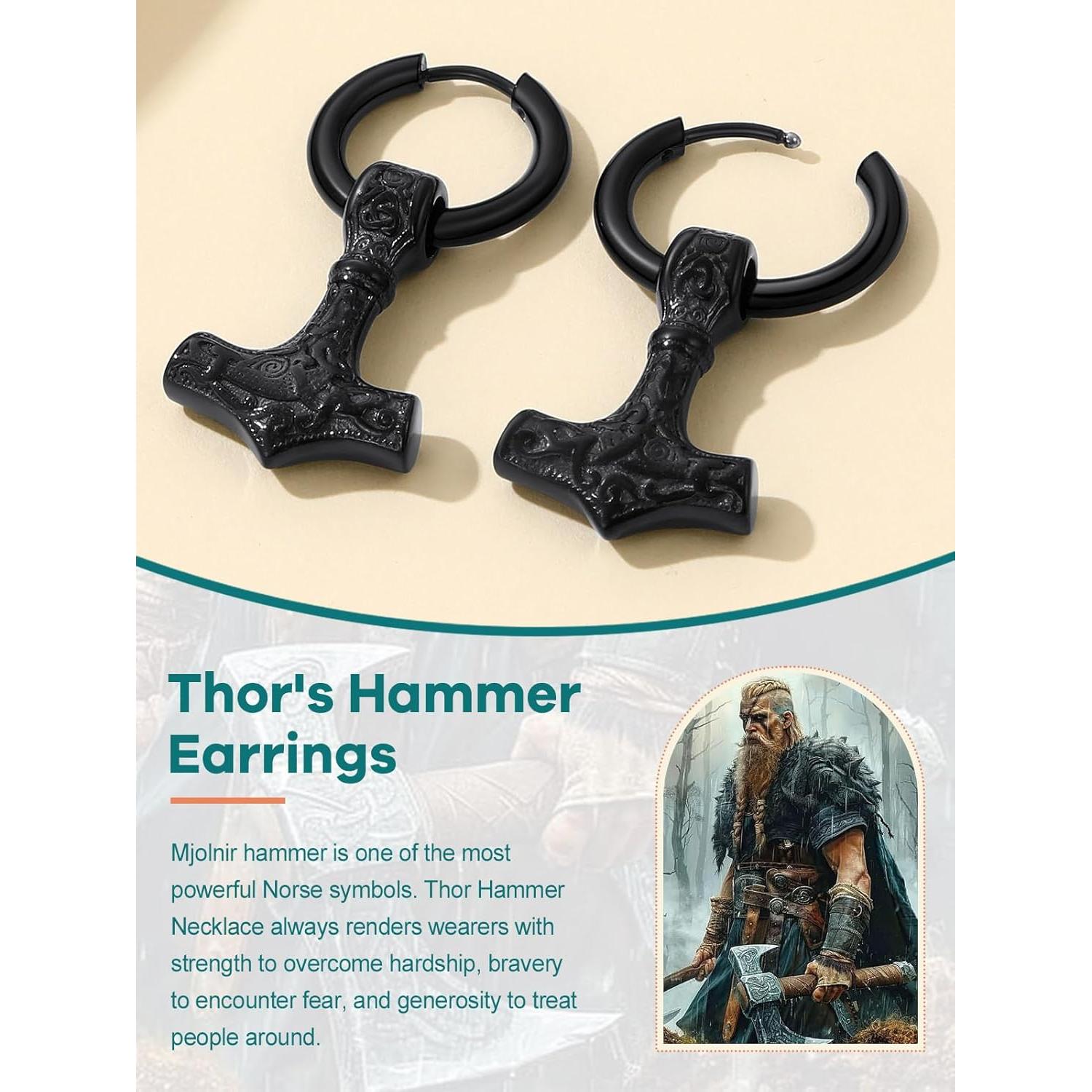 Pendientes Vikingos de Acero Inoxidable Supcare para Hombres