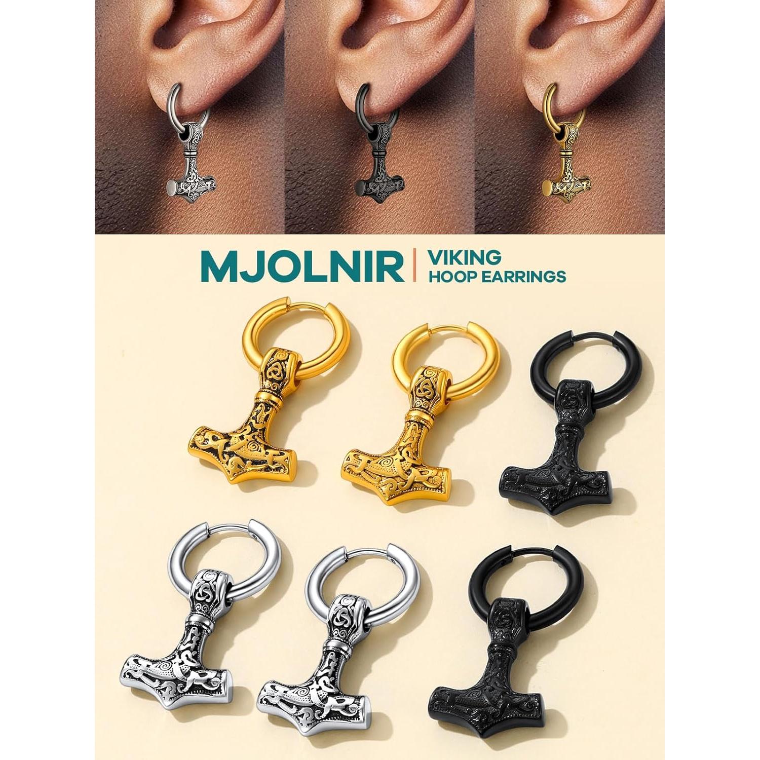 Pendientes Vikingos de Acero Inoxidable Supcare para Hombres