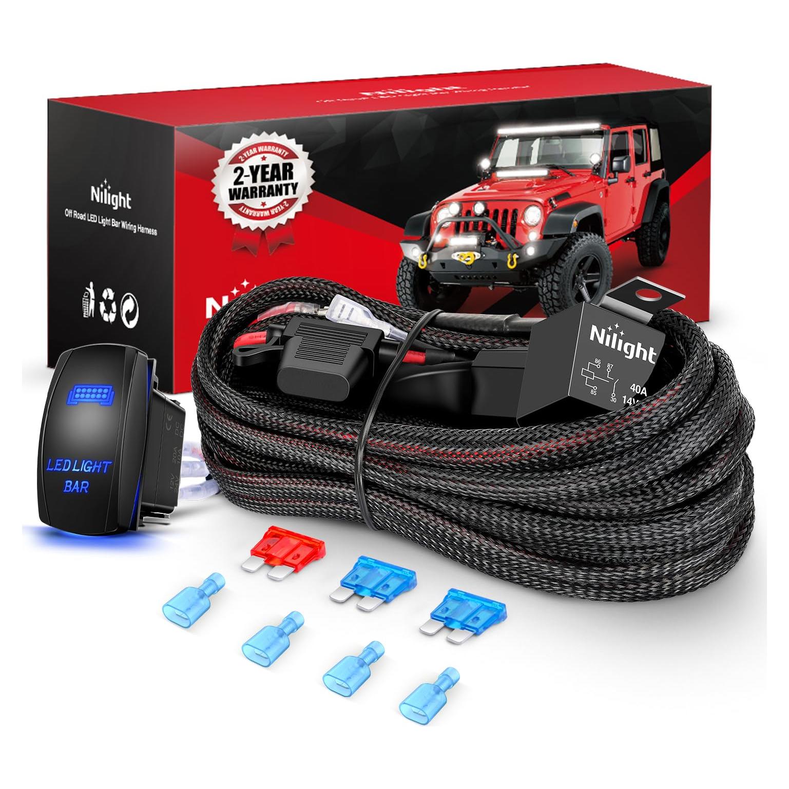 Kit Arnés de Cableado Nilight 16 AWG 2 Conectores 12V