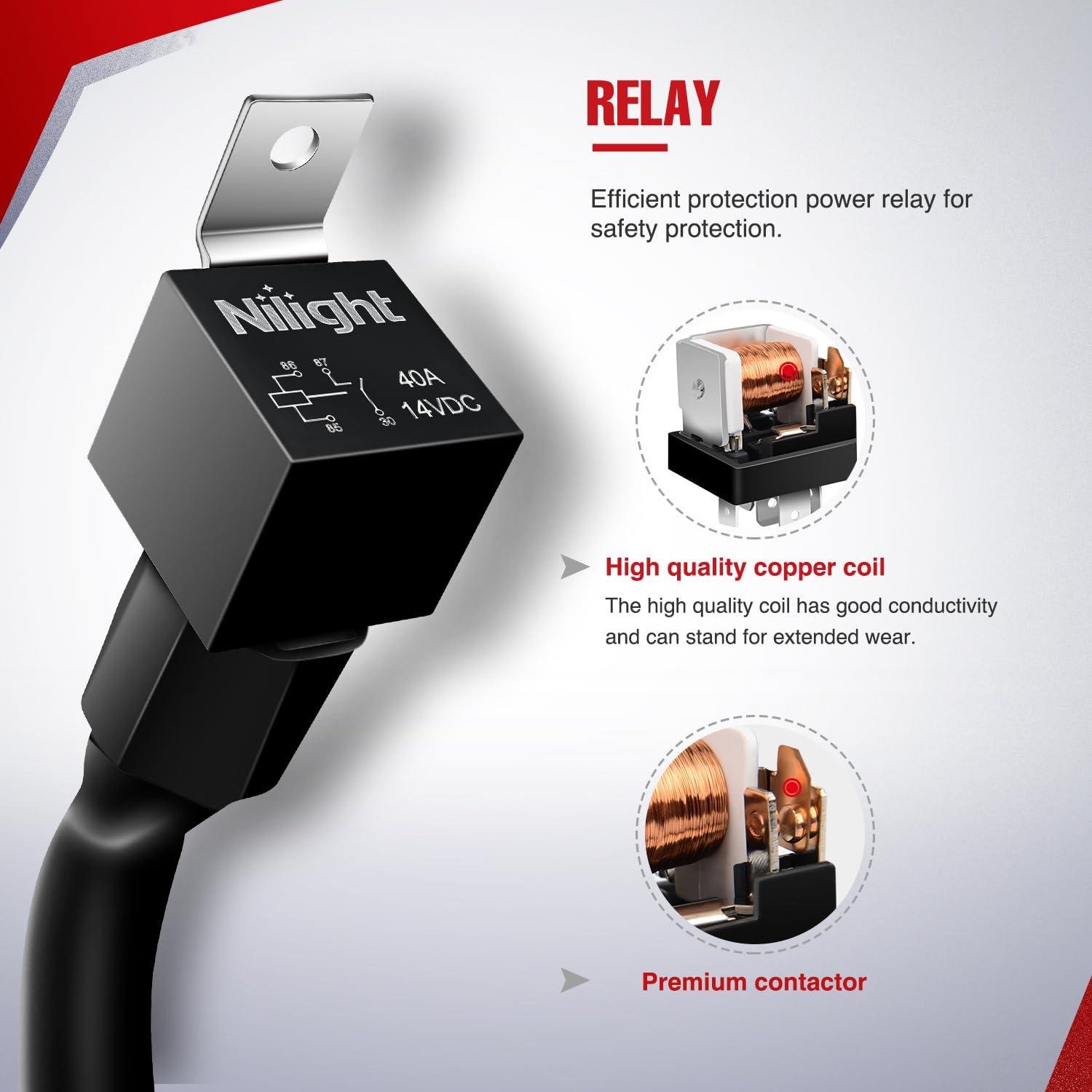 Kit Arnés de Cableado Nilight 16 AWG 2 Conectores 12V