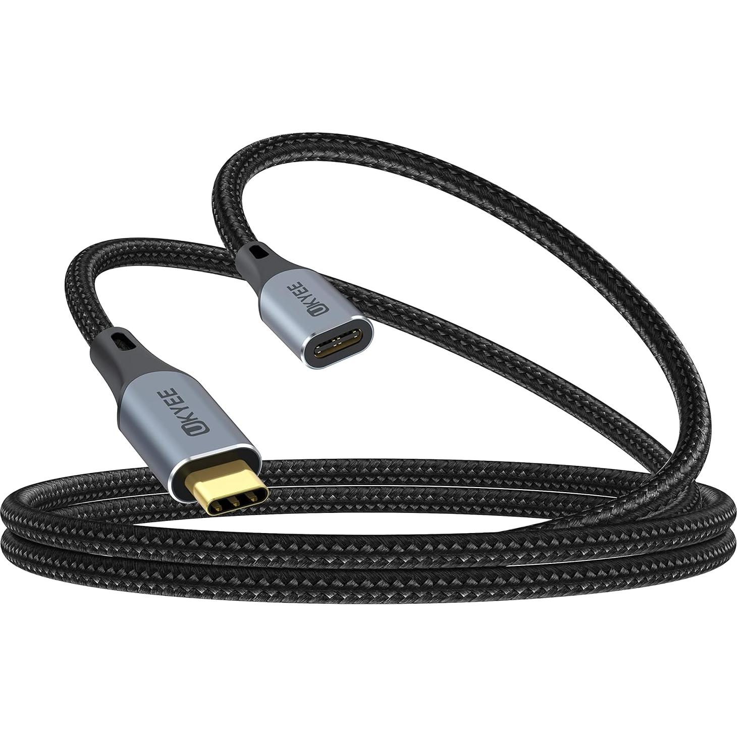 Cable Extensión USB C 1m UKYEE 100W 10Gbps Nylon Trenzado