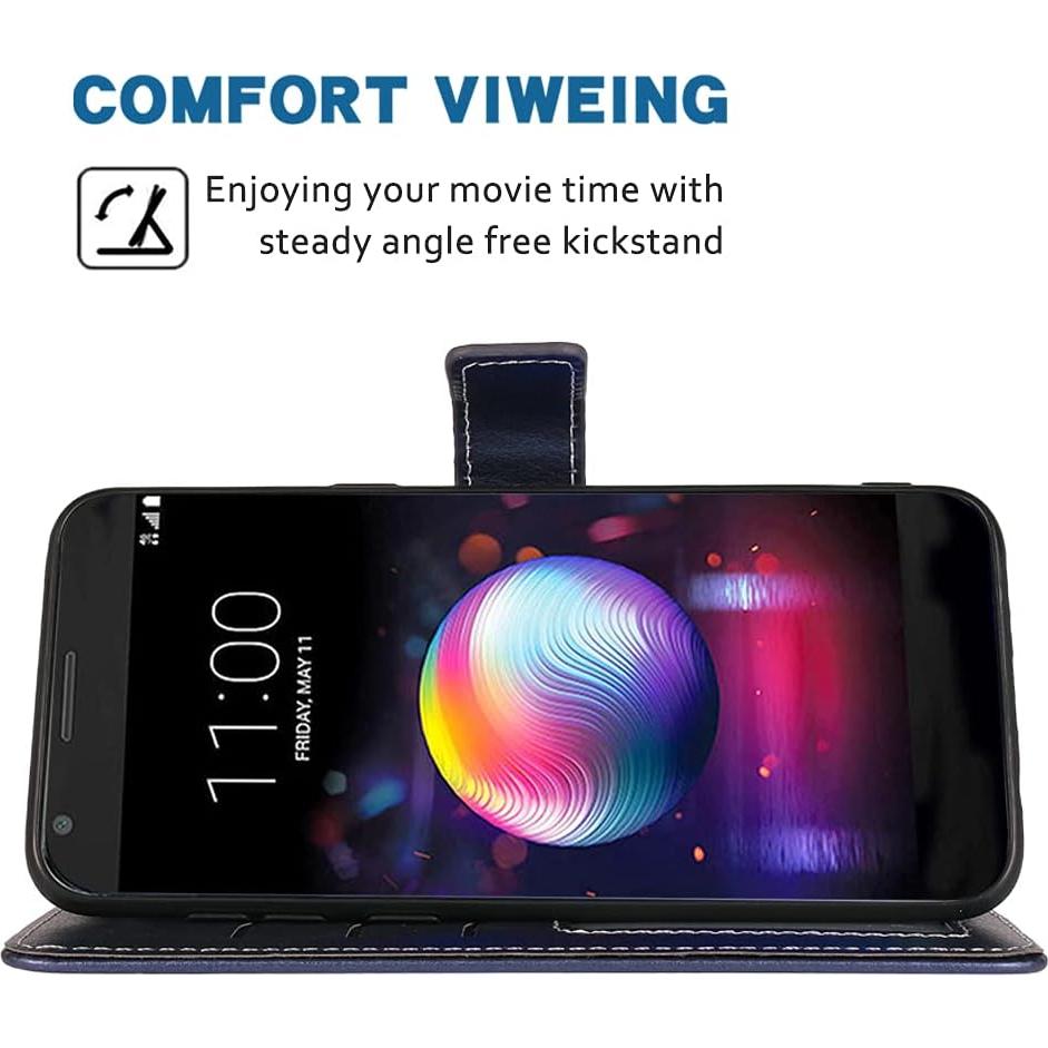 Funda de Cuero con Soporte y Ranuras para LG K30 2018 Azul