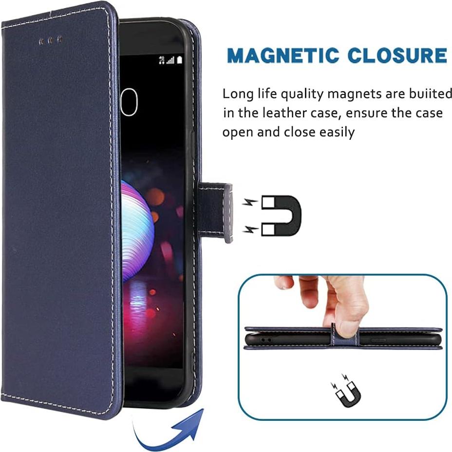 Funda de Cuero con Soporte y Ranuras para LG K30 2018 Azul