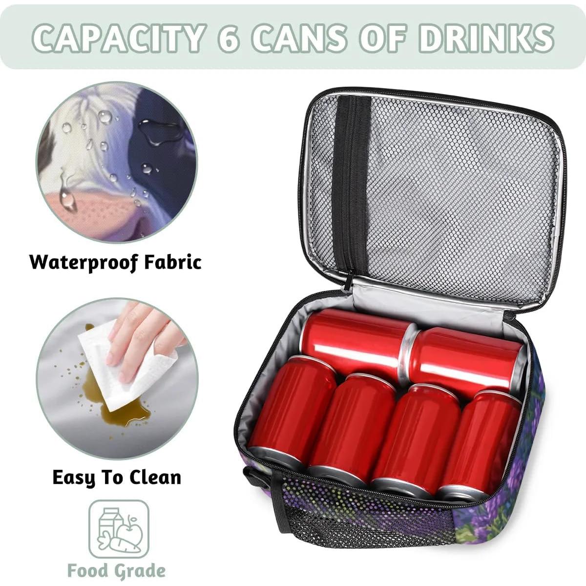 Cow Kid Lunch Bag for Girls Boys Cute Insulated Lunch Box Portable Meal Cooler with Adjustable Shoulder Strap & Water Bottle Holder for School Work Travel Beach Picnic