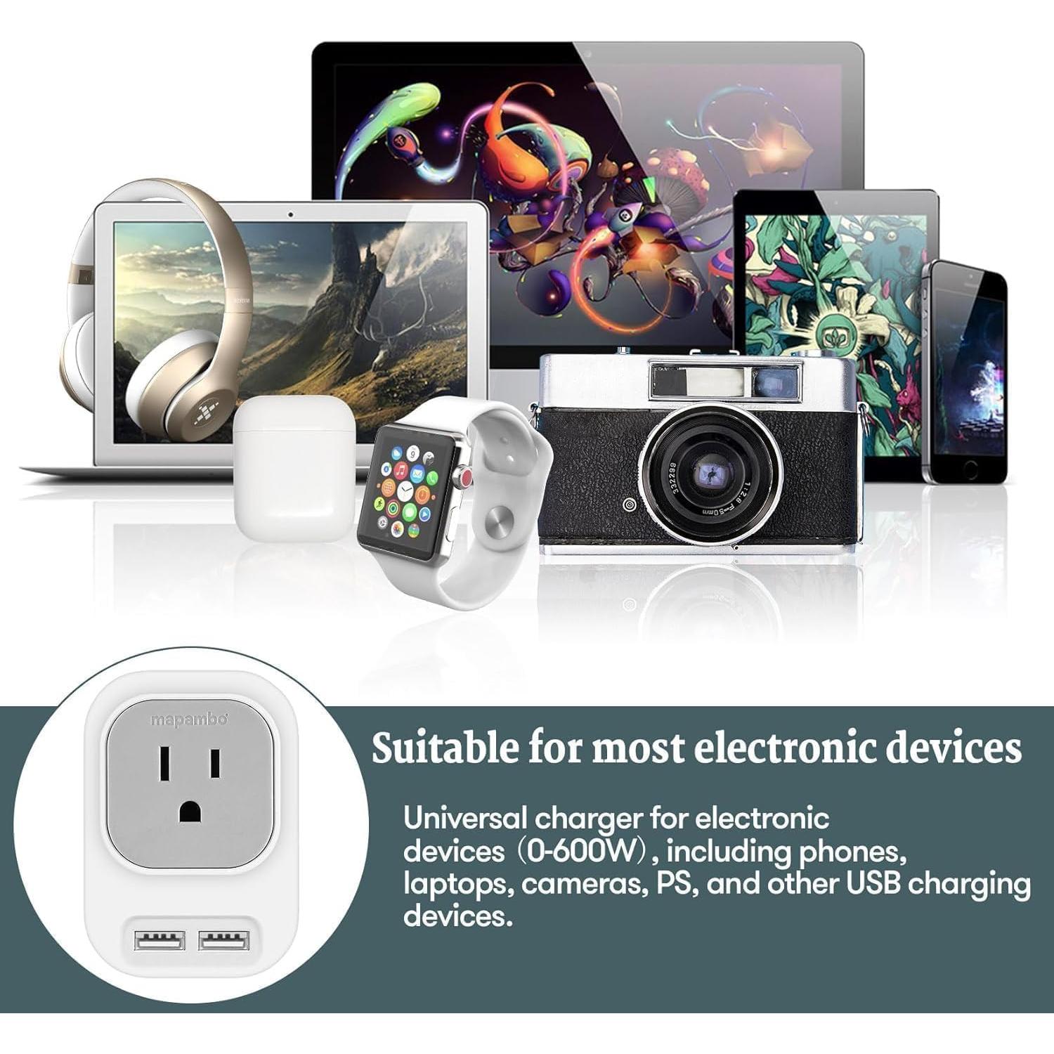 Convertidor de Voltaje Mapambo 220V a 110V con 2 USB-C