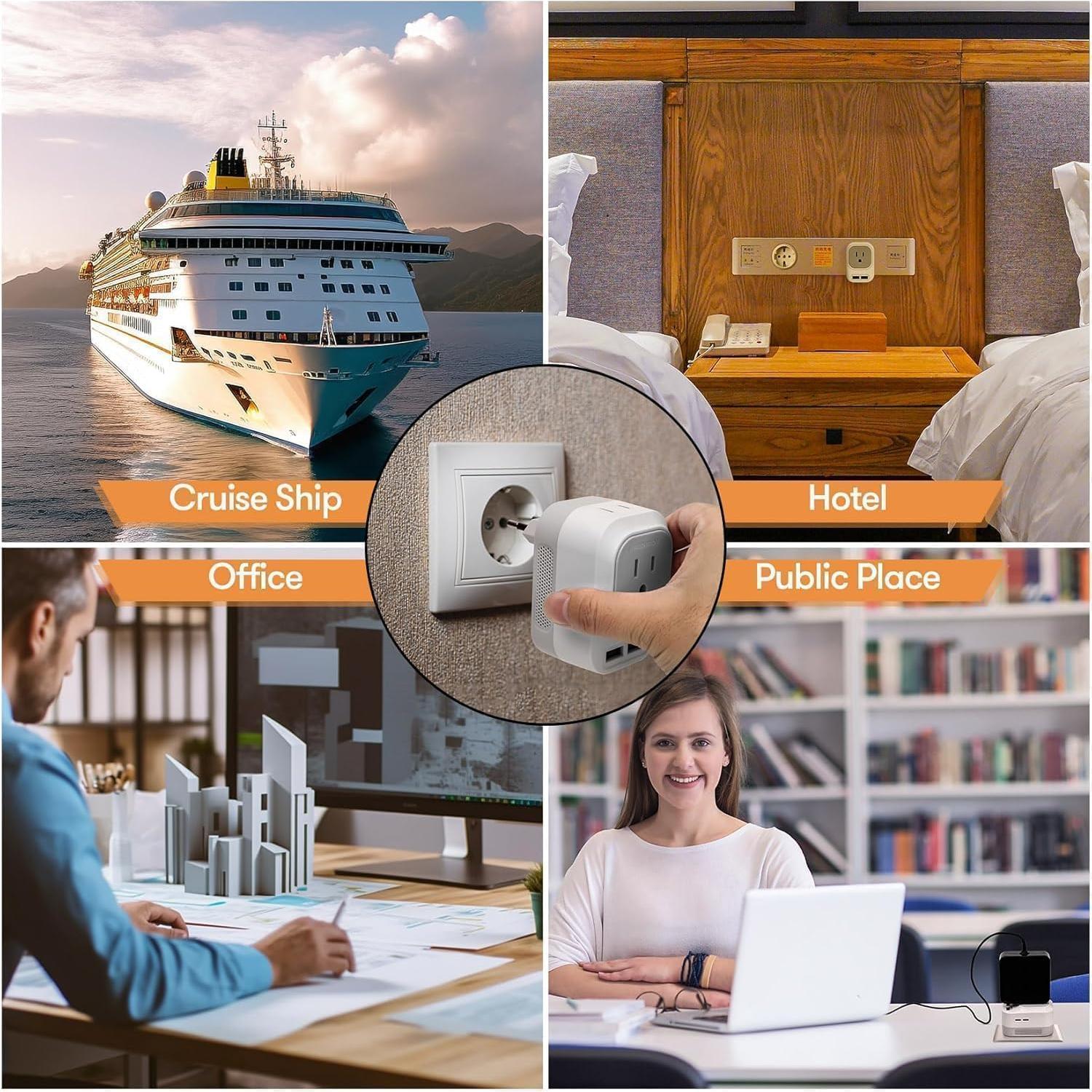 Convertidor de Voltaje Mapambo 220V a 110V con 2 USB-C