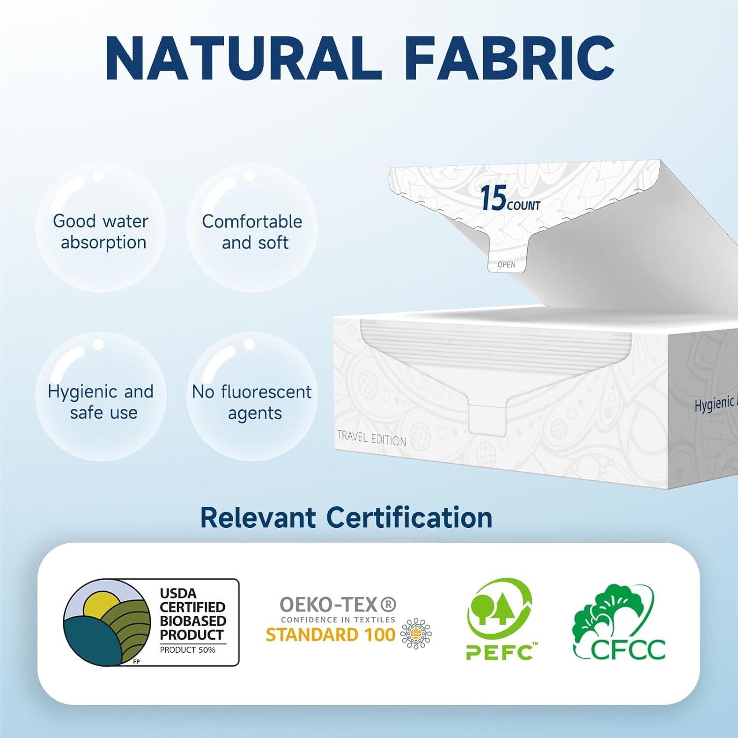 Toallas Faciales Desechables Biodegradables HMTM 45 Unidades