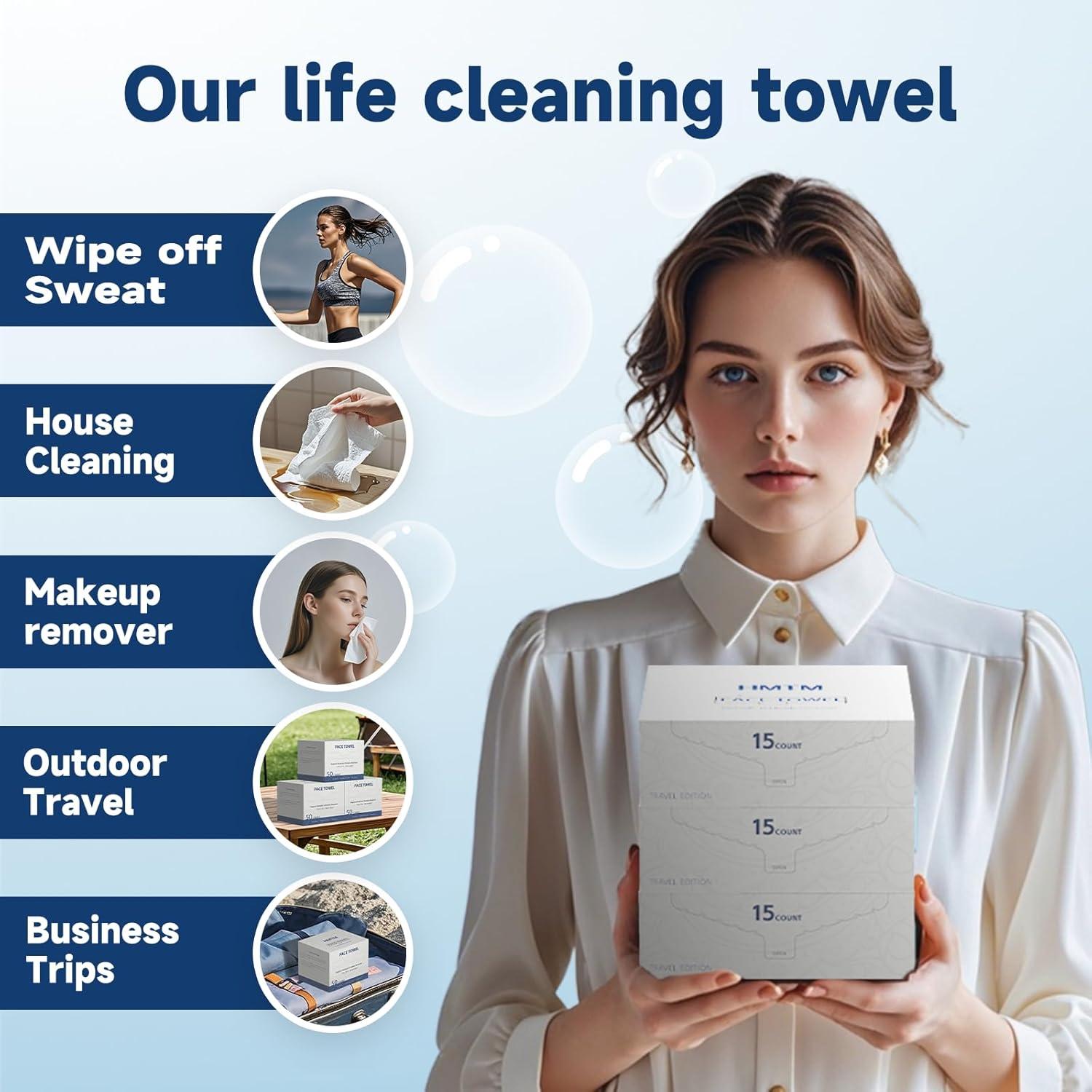 Toallas Faciales Desechables Biodegradables HMTM 45 Unidades