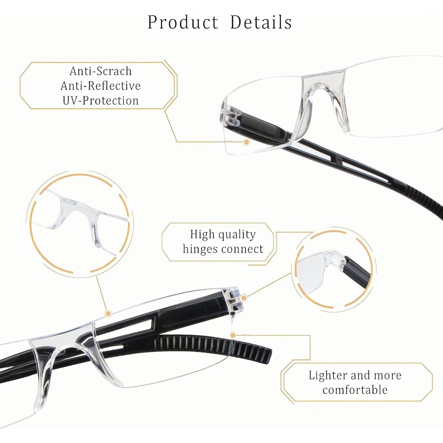 Gafas de Lectura LifeArt +3.00 Luz Azul Rectangulares