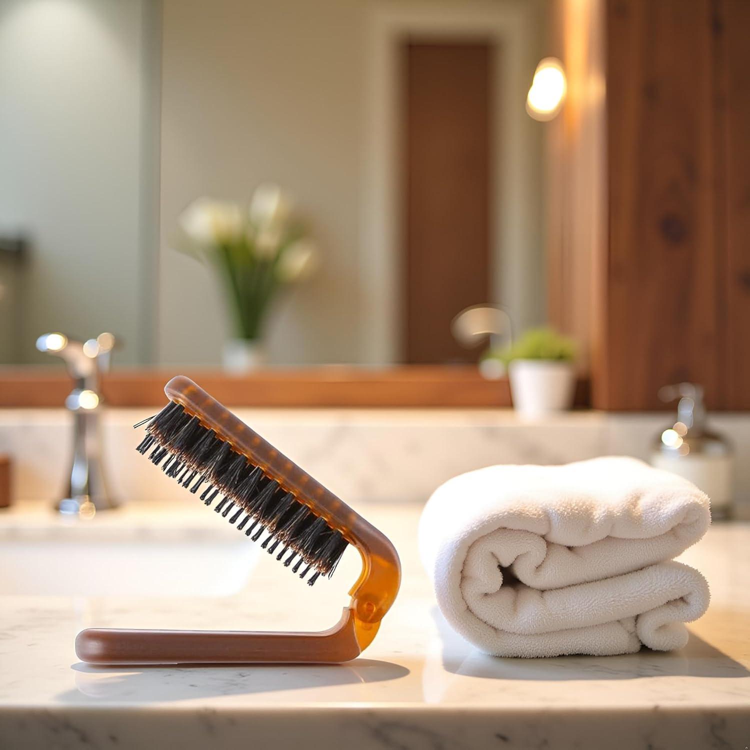 Cepillo Plegable de Cerda de Jabalí Enyolidimk - Antiestático y Compacto