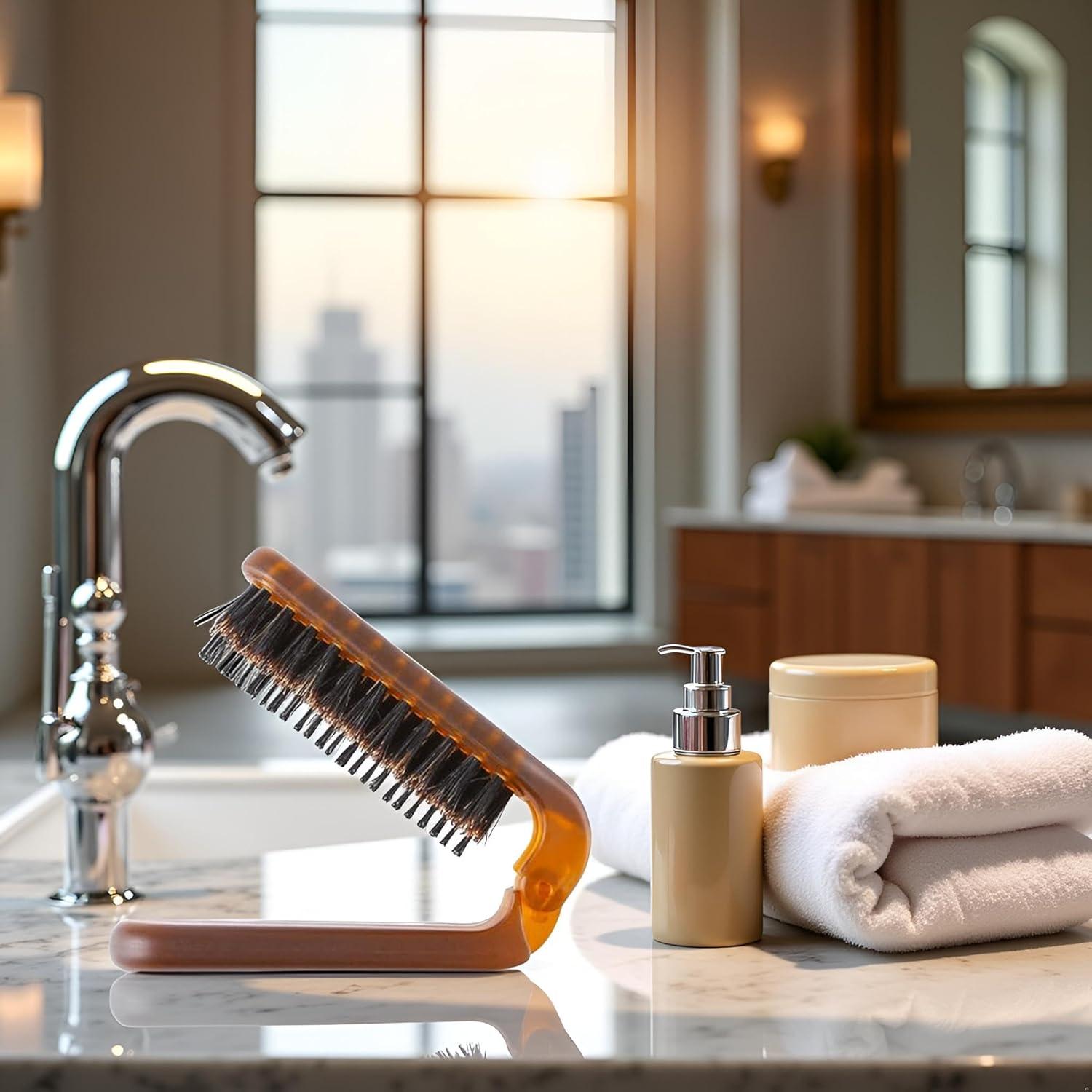 Cepillo Plegable de Cerda de Jabalí Enyolidimk - Antiestático y Compacto