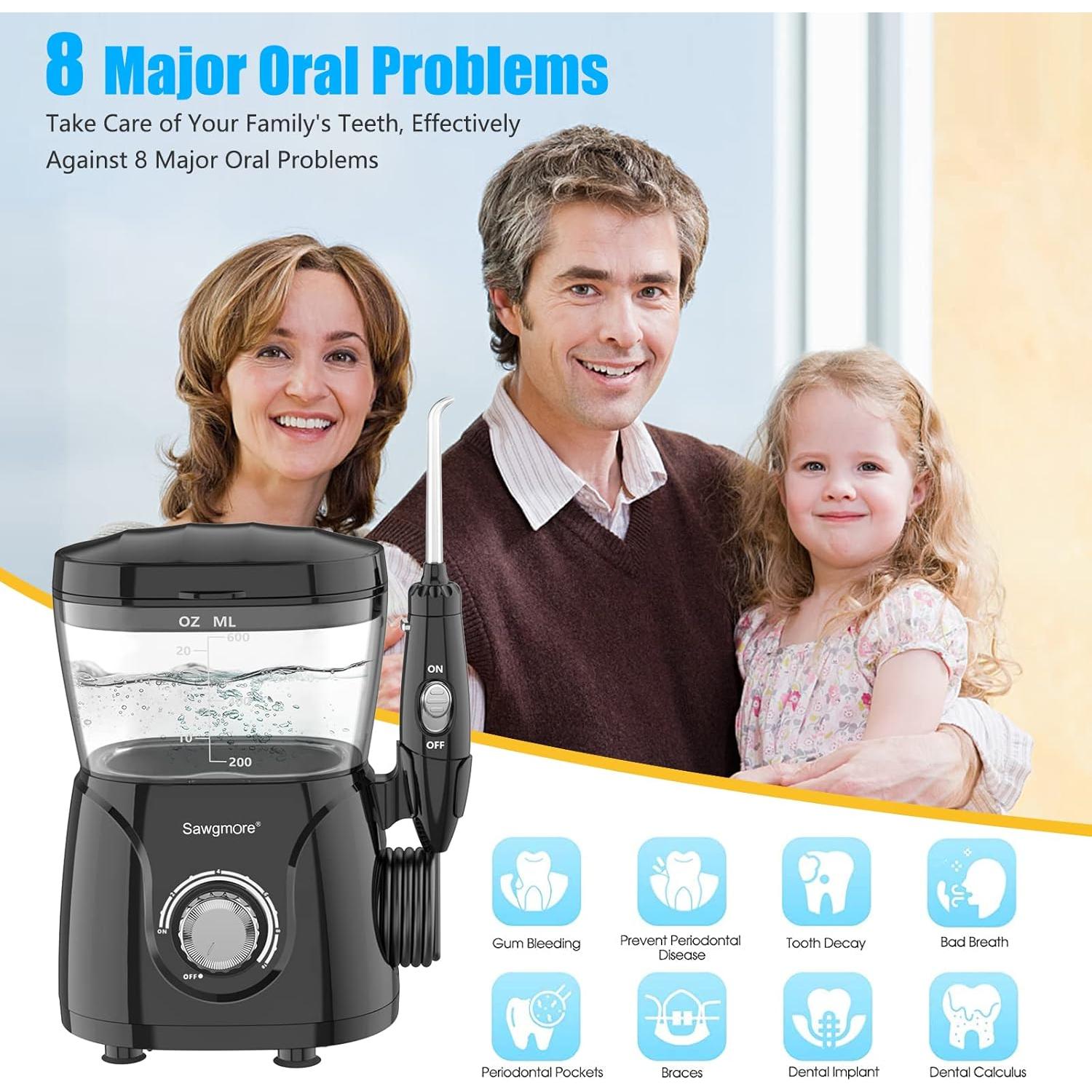 Hilo Dental de Agua Sawgmore FC166, 600 ml, 10 Modos, Negro