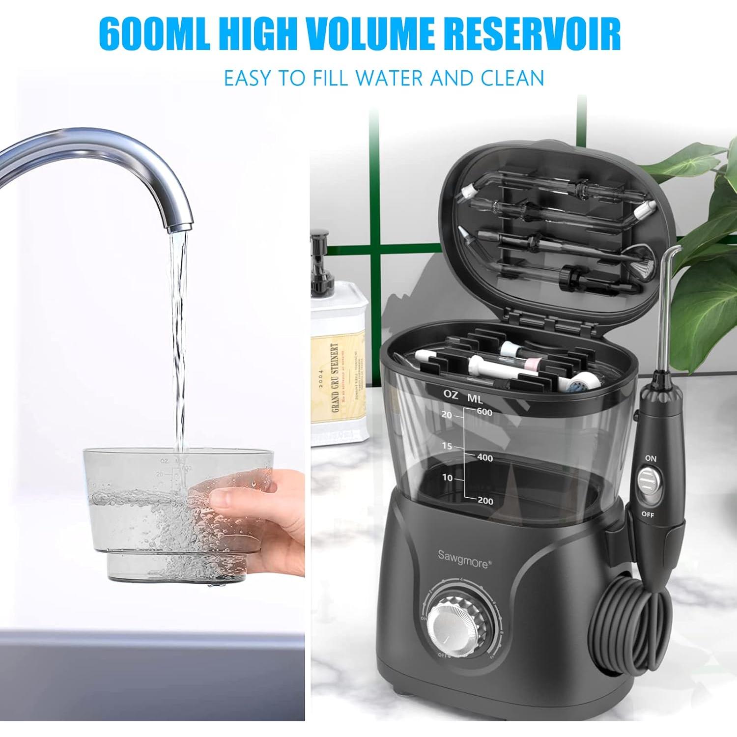 Hilo Dental de Agua Sawgmore FC166, 600 ml, 10 Modos, Negro