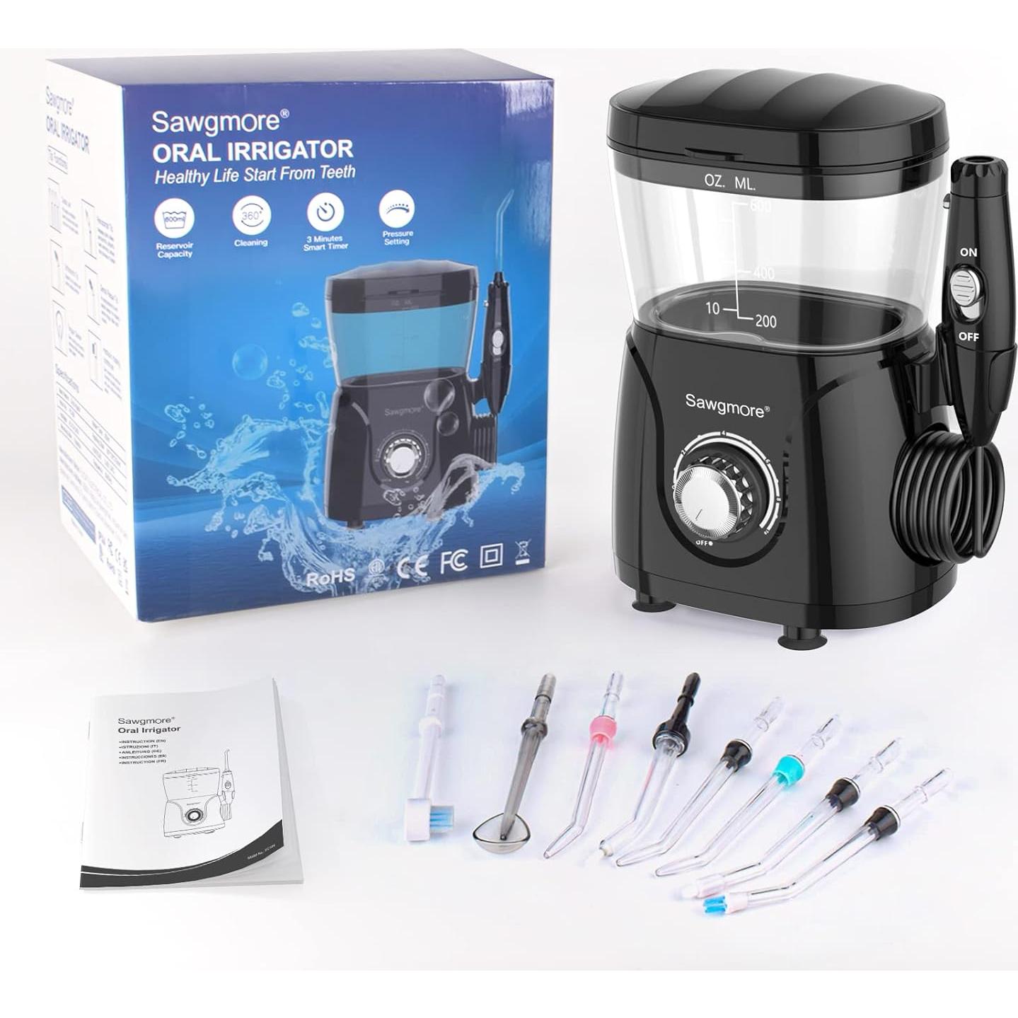 Hilo Dental de Agua Sawgmore FC166, 600 ml, 10 Modos, Negro