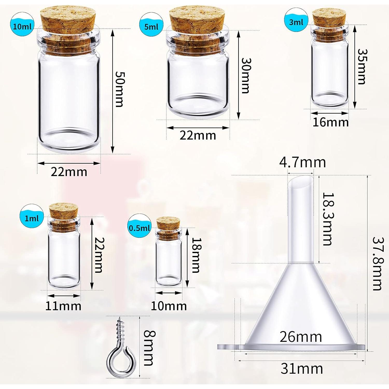 Sherli 45 Botellas de Vidrio Mini con Tapones de Corcho 0.5-10ml