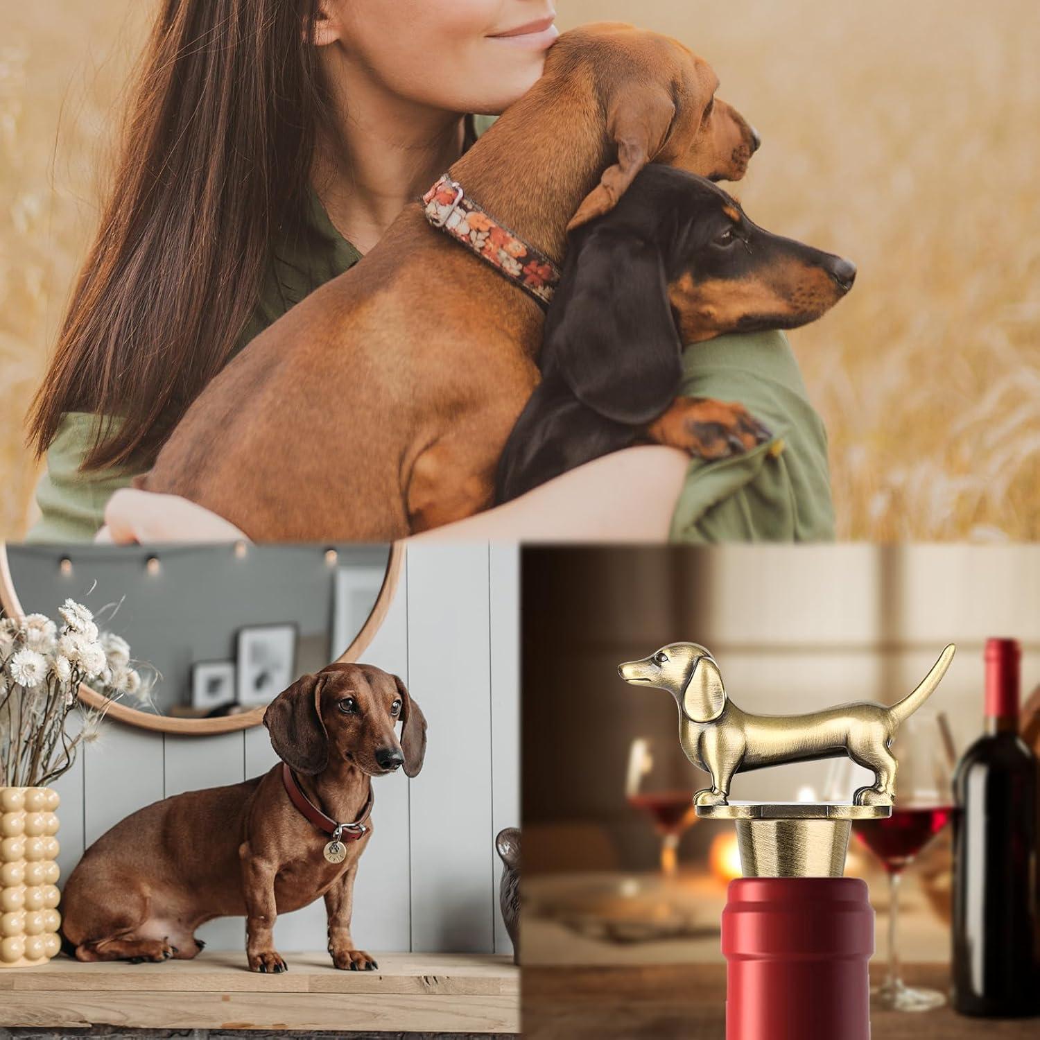 Tapon de Vino Dachshund LKKCHER, Regalo Original para Amantes de Perros