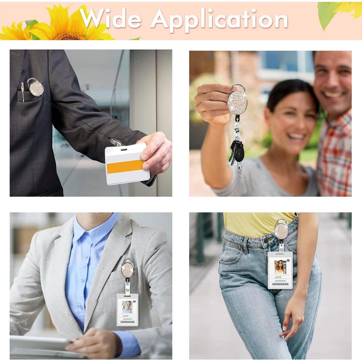 Portatarjetas Retráctil HASFINE Colorido con Clip y Cordón