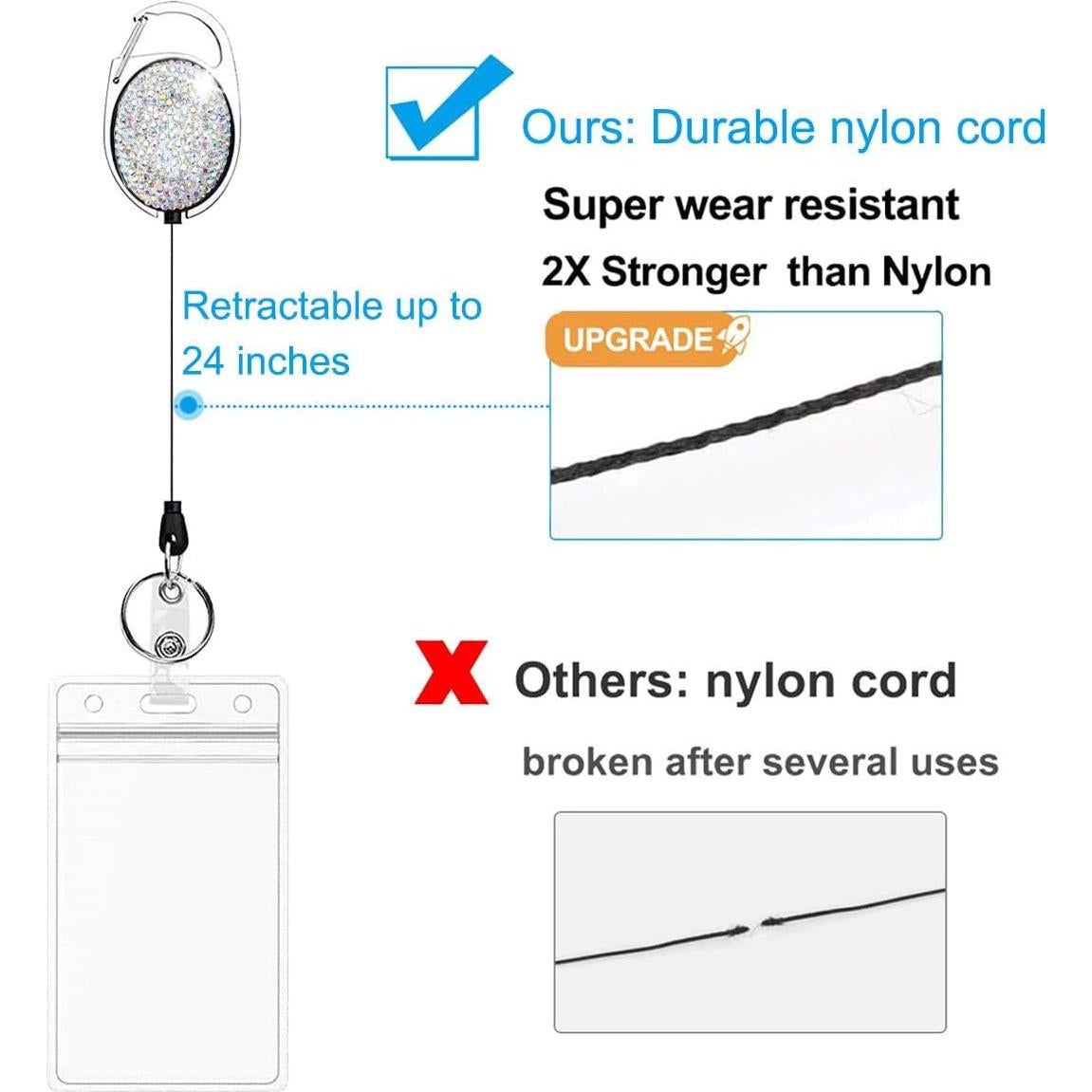 Portatarjetas Retráctil HASFINE Colorido con Clip y Cordón