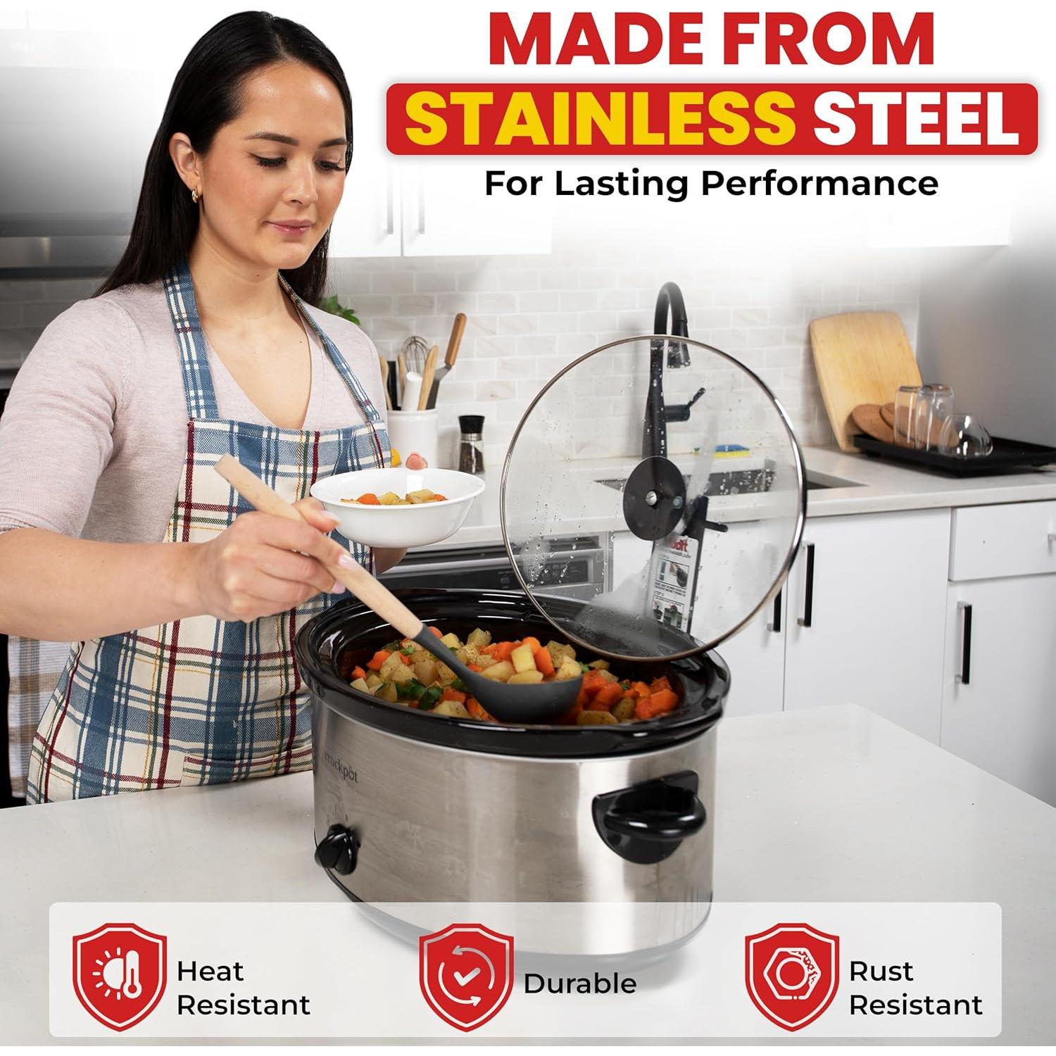 Soporte para tapa de Crockpot Liddit - Negro, Acero Inoxidable