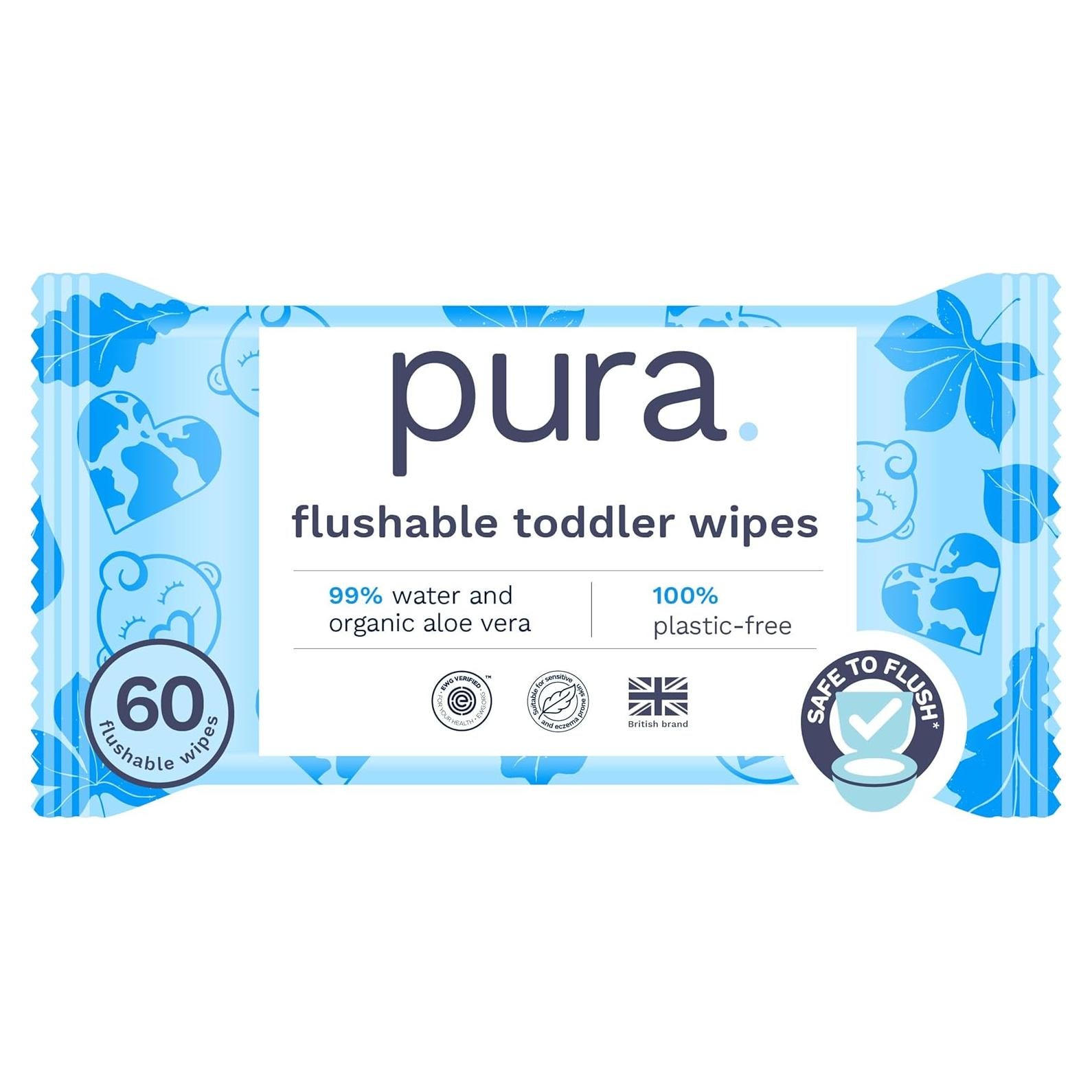 Toallitas Desechables Pura para Niños 60 Unidades Hipoalergénicas