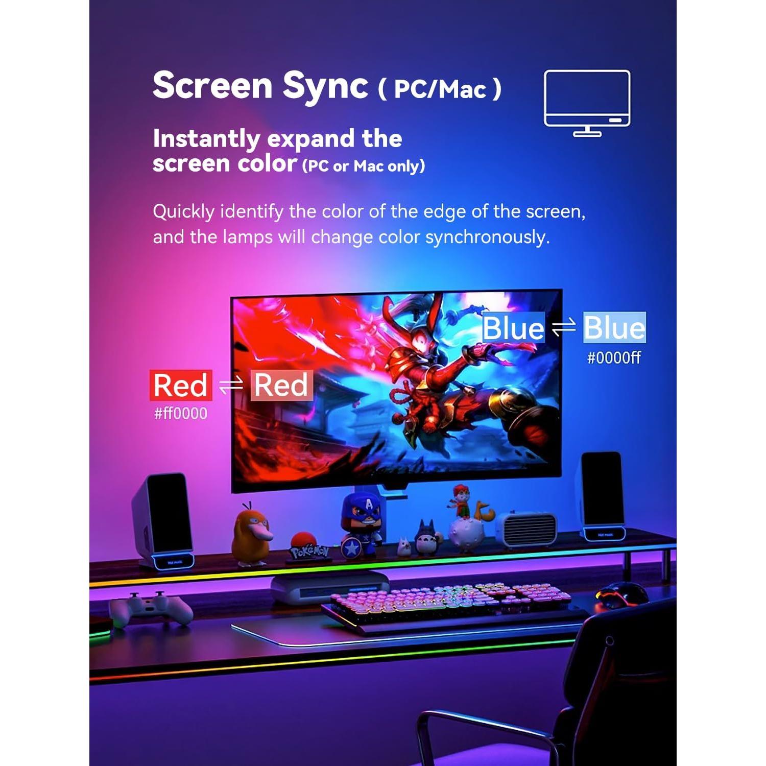 Tira de Luz LED Sincronizada JiaranTec G100 para PC/Mac 61 cm