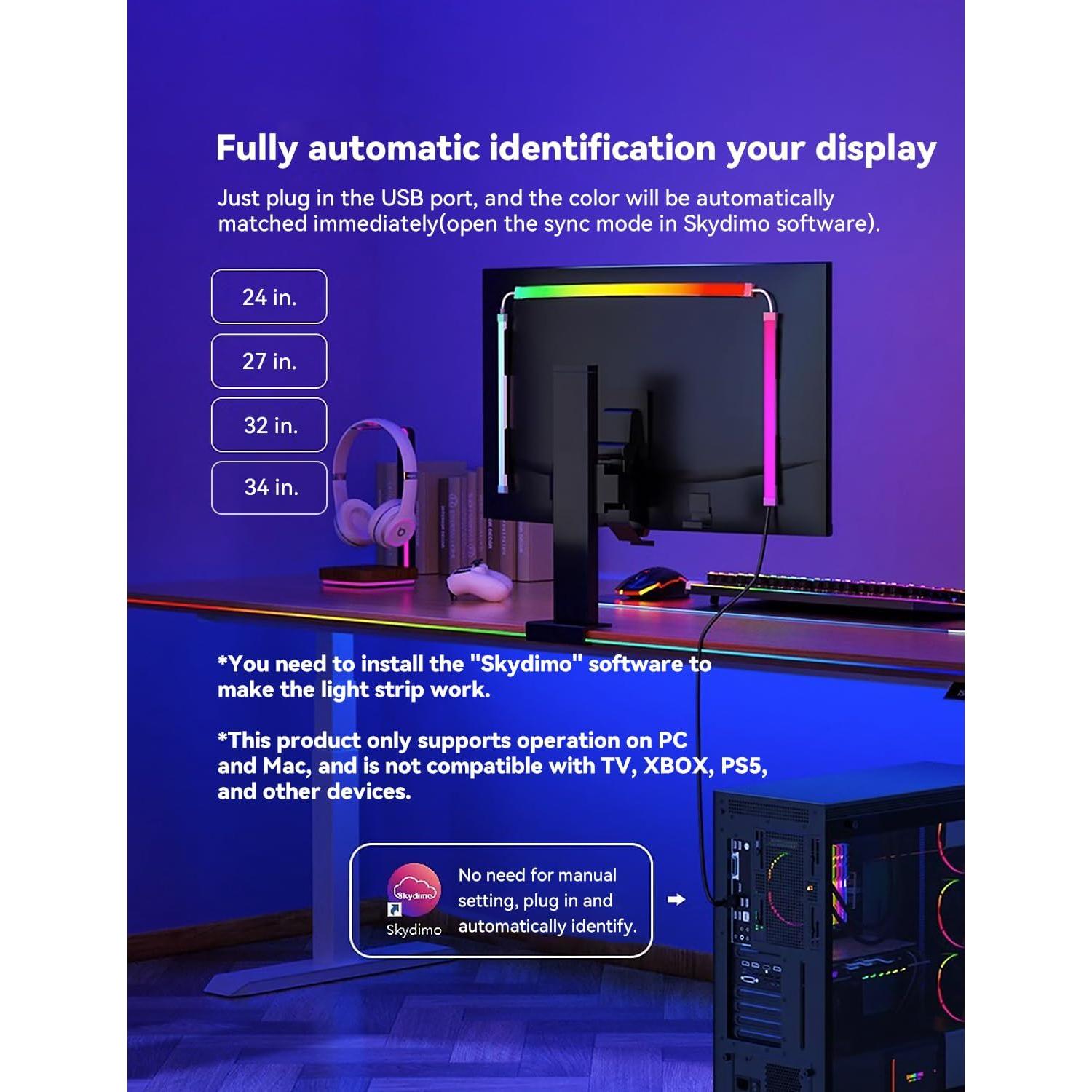 Tira de Luz LED Sincronizada JiaranTec G100 para PC/Mac 61 cm