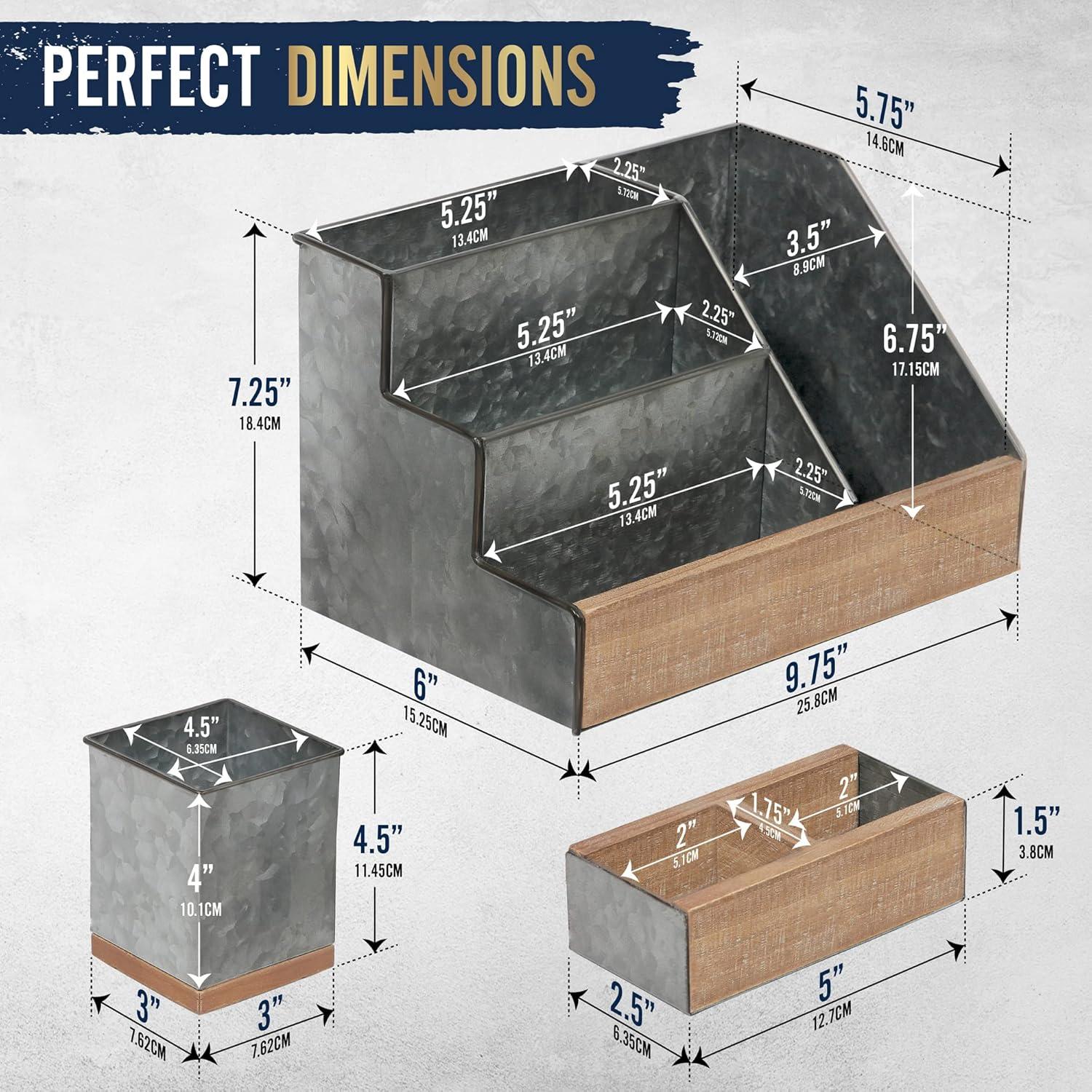 Organizador de Escritorio HBCY Creations 3 Piezas Metal Galvanizado