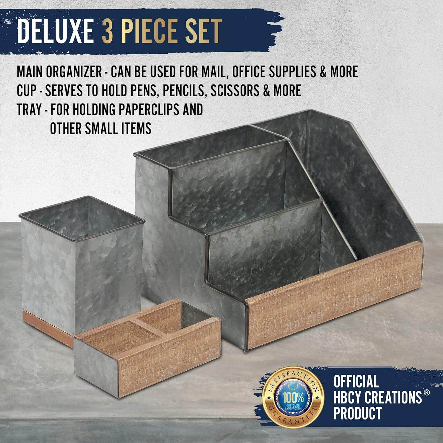Organizador de Escritorio HBCY Creations 3 Piezas Metal Galvanizado
