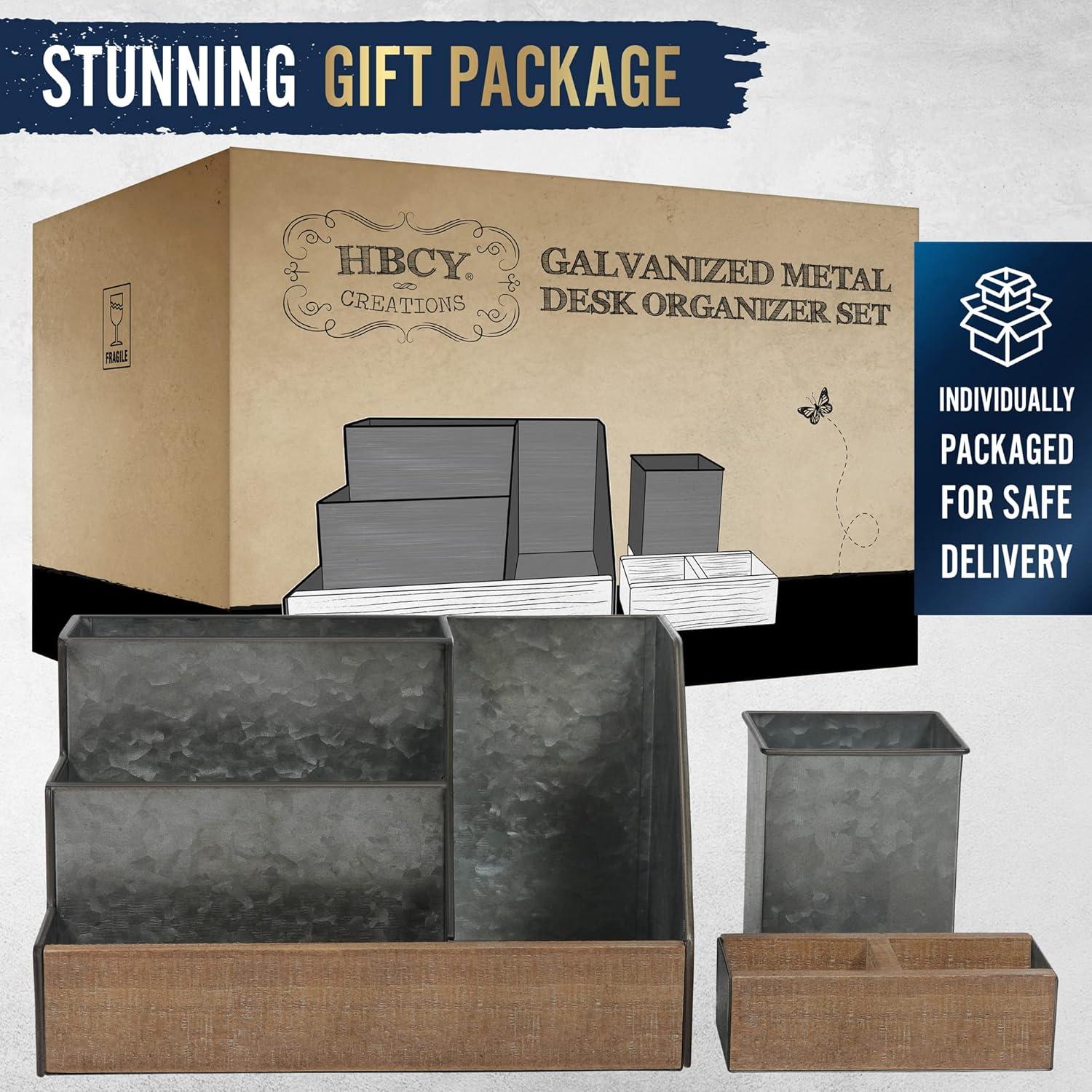 Organizador de Escritorio HBCY Creations 3 Piezas Metal Galvanizado