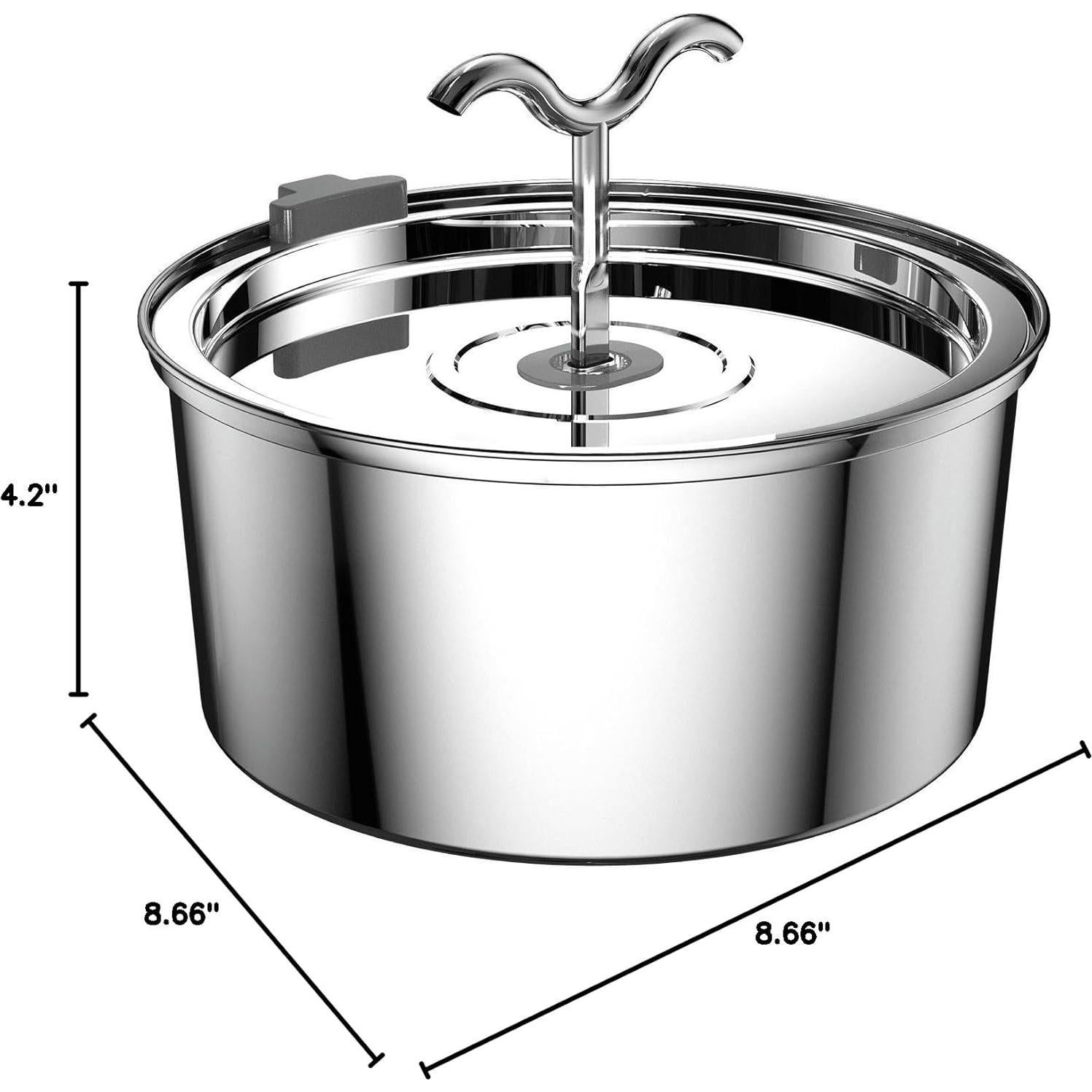 Fuente de Agua para Gatos DOOOB 3.2L Acero Inoxidable Ultra-Silenciosa