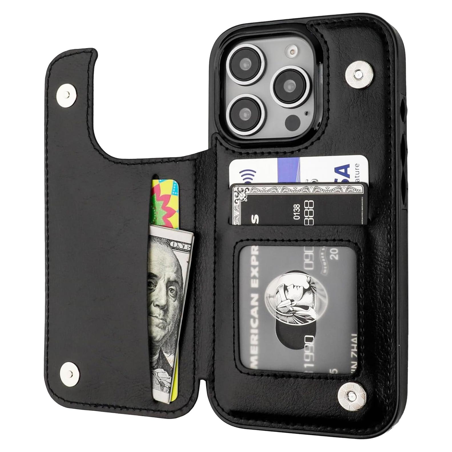 Funda de Cartera ONETOP para iPhone 16 Pro - Cuero PU Negro