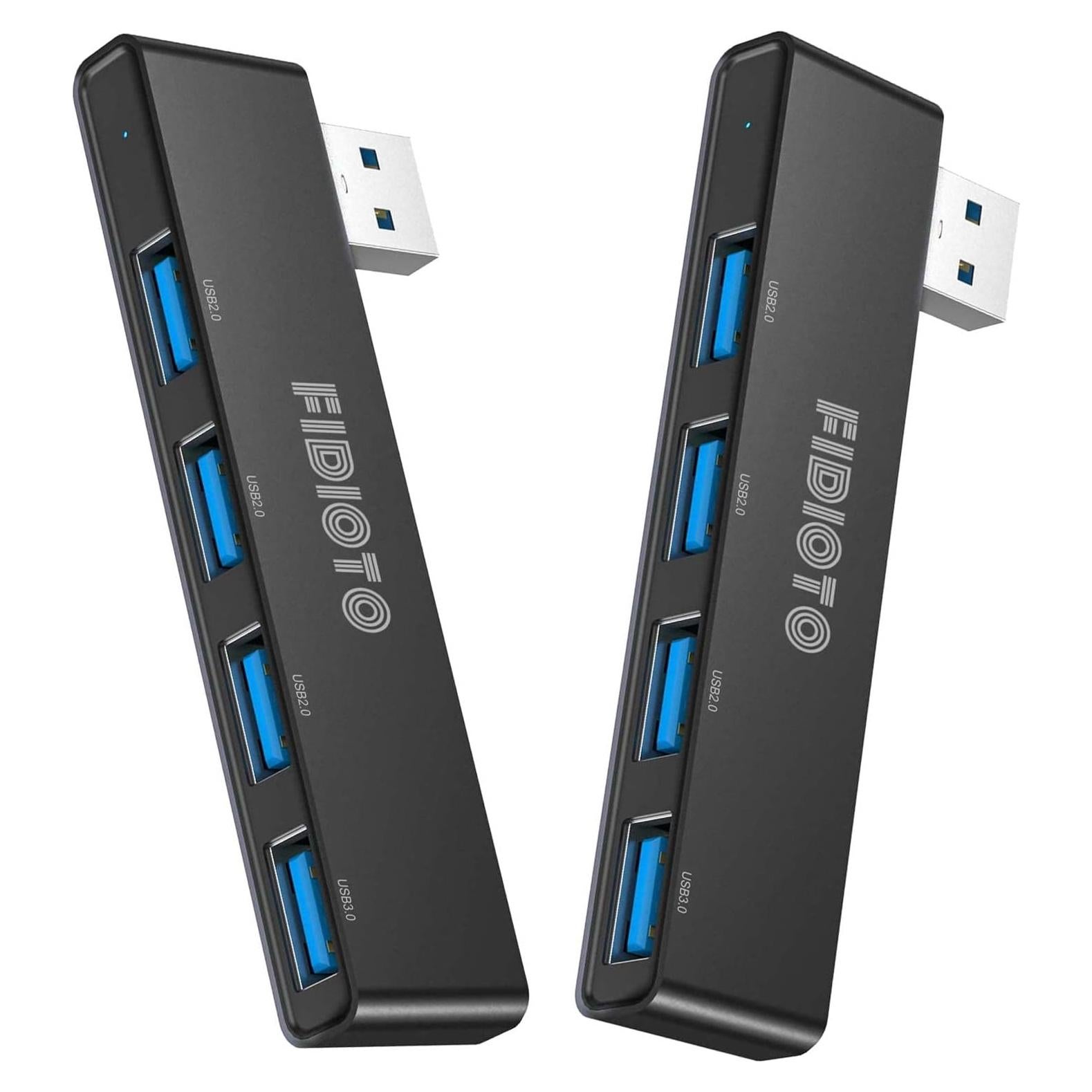 Hub USB 4 Puertos Fidioto 1x3.0 3x2.0 Negro 2Pack
