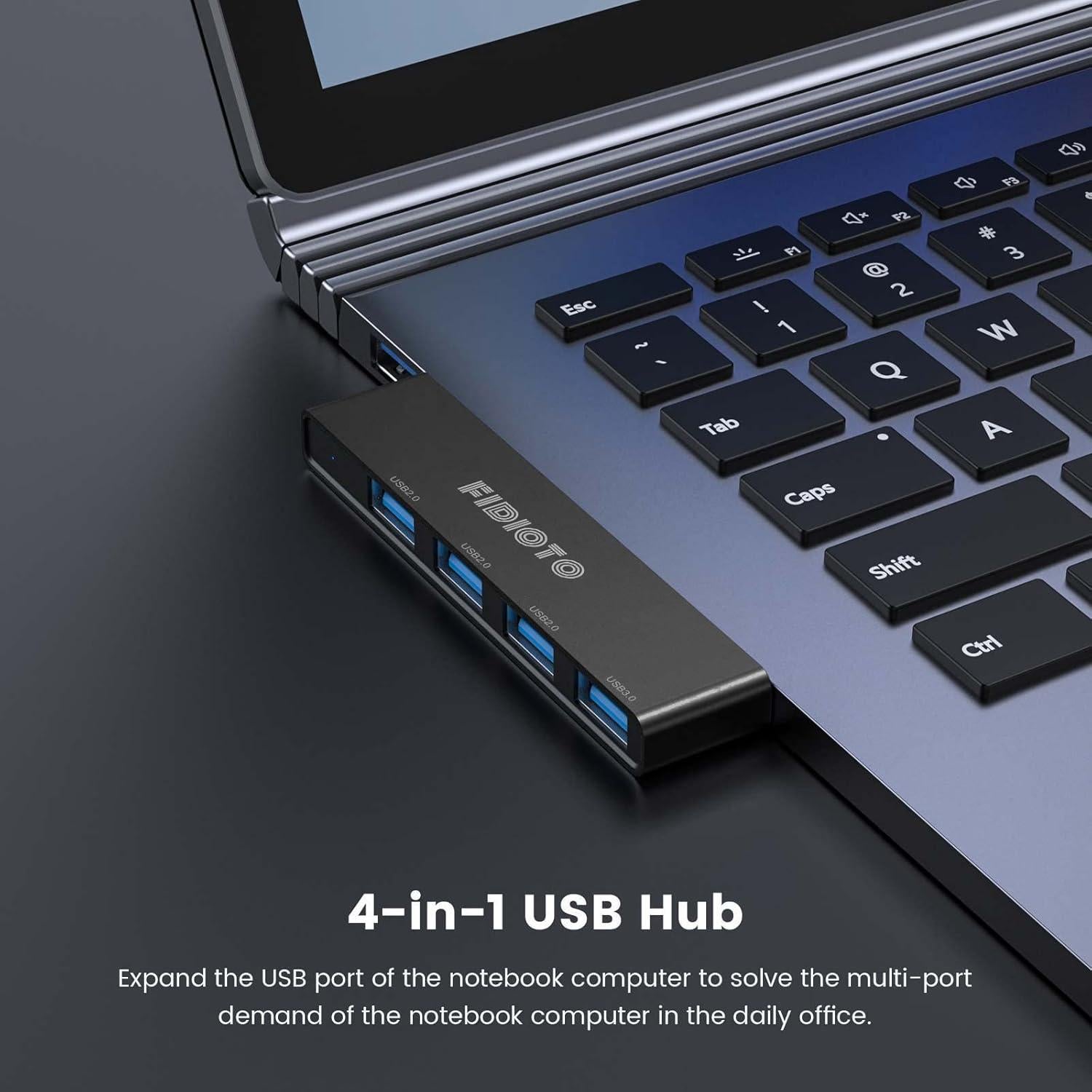Hub USB 4 Puertos Fidioto 1x3.0 3x2.0 Negro 2Pack