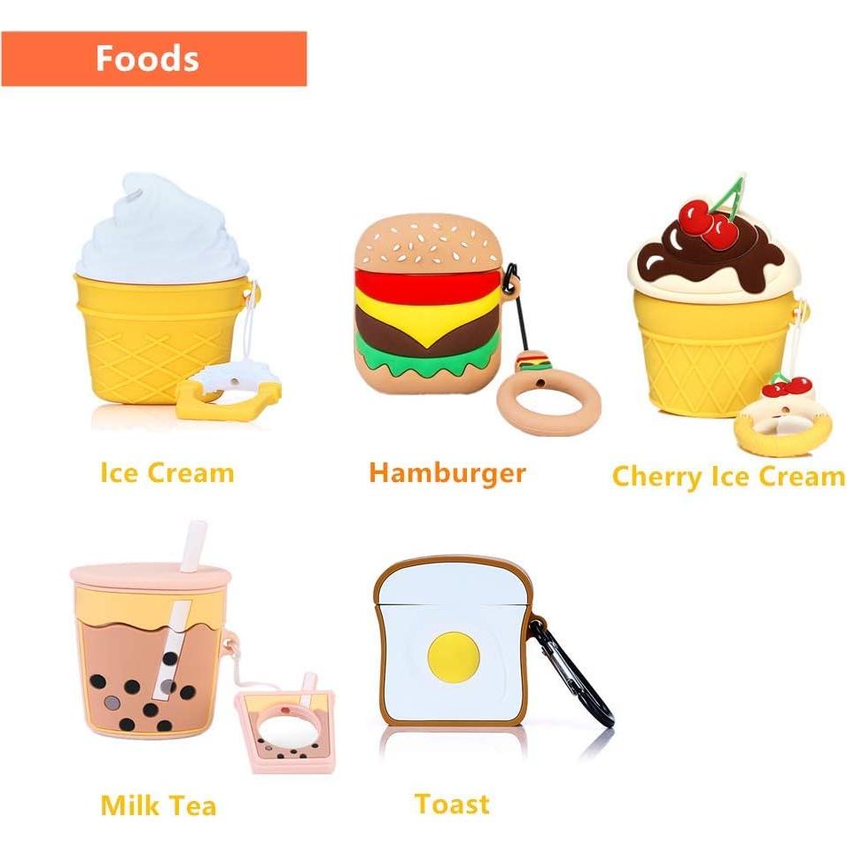 Funda de Silicona Kawaii para Airpods Apple 1 y 2 Fresa 3D