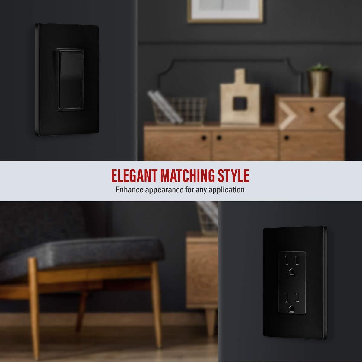 Placa de Pared Decorativa Enerlites SI8831-BK 1-Gang Negro