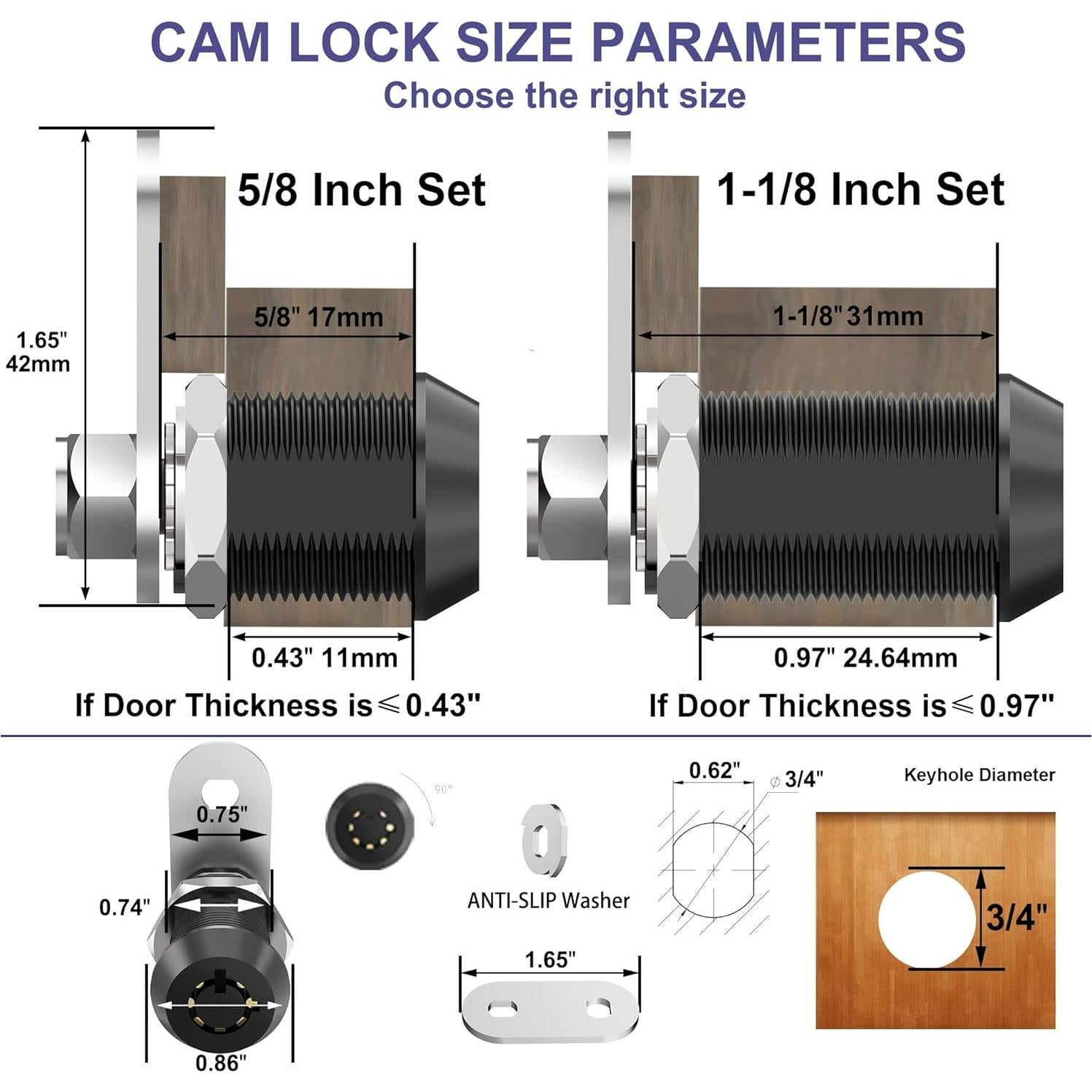 Cerraduras de Almacenamiento para RV Jayseon 1-1/8" Negro