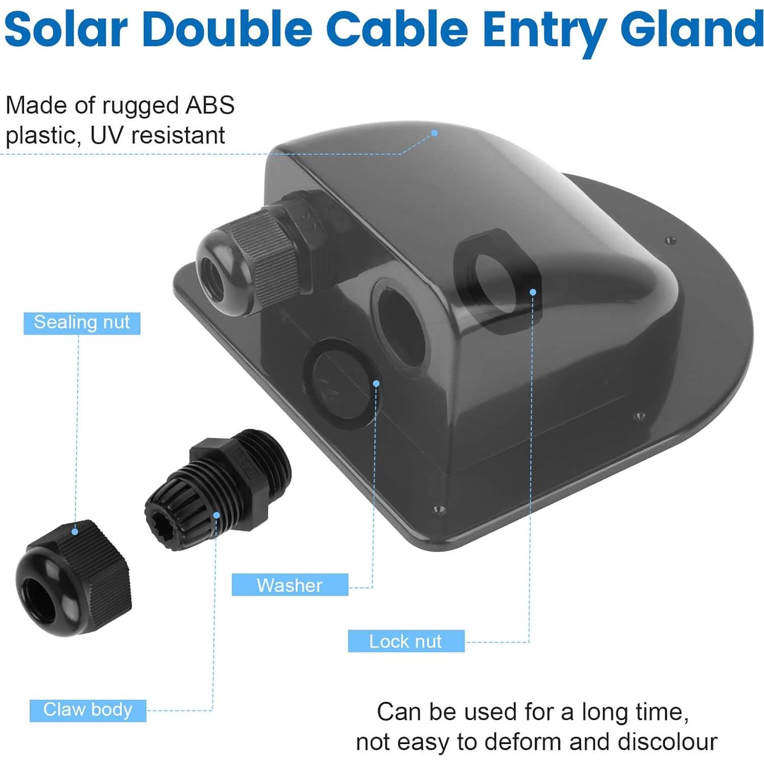 Entrada de Cable Solar Impermeable QCG Doble Negro 2-6mm