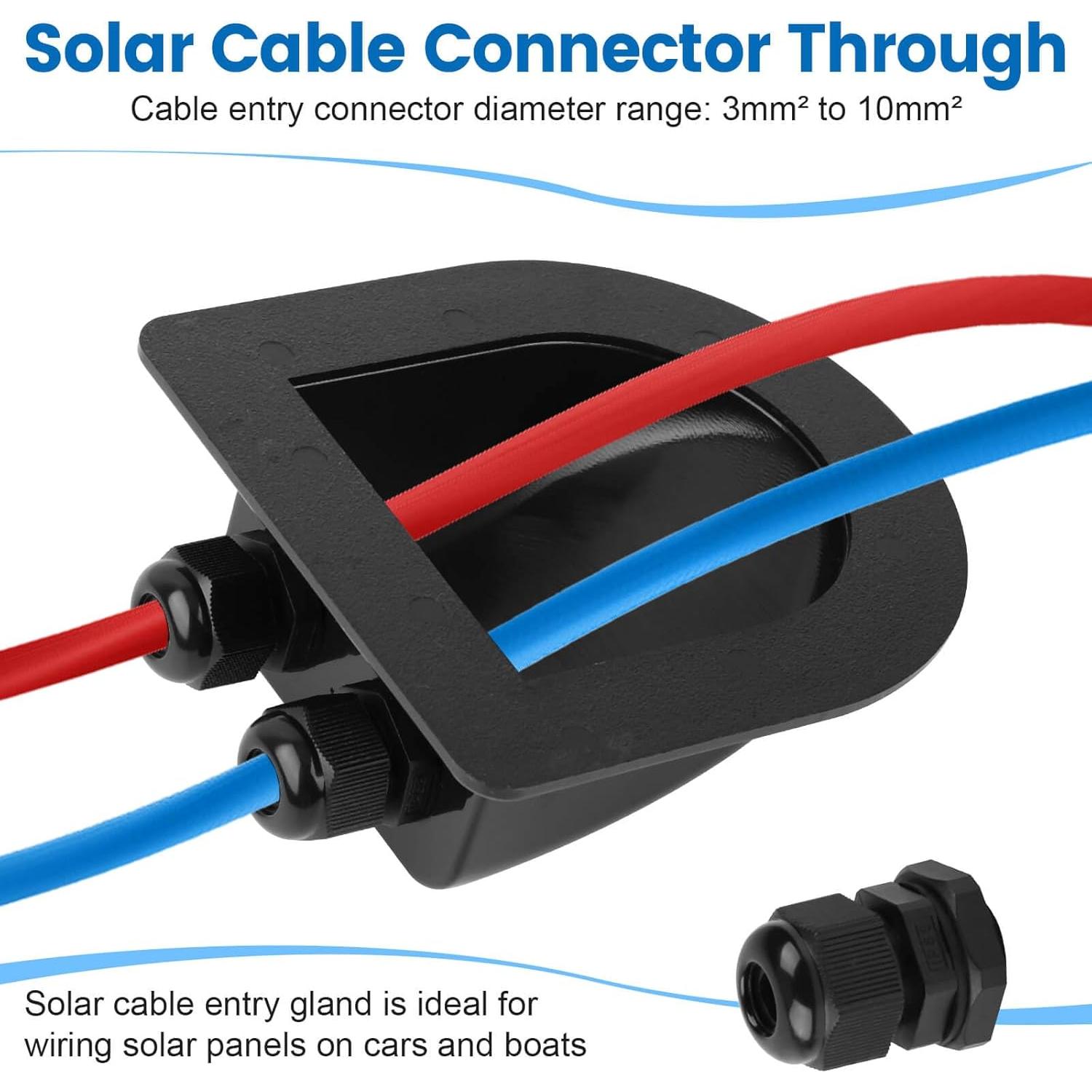 Entrada de Cable Solar Impermeable QCG Doble Negro 2-6mm
