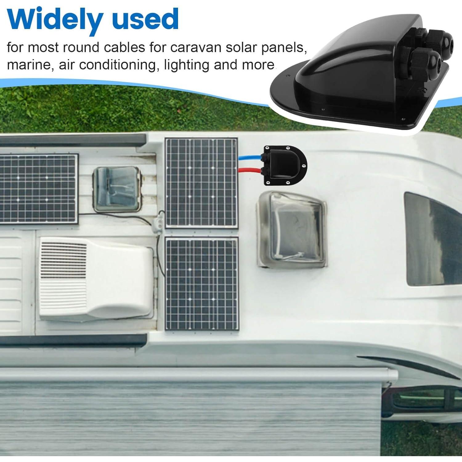 Entrada de Cable Solar Impermeable QCG Doble Negro 2-6mm