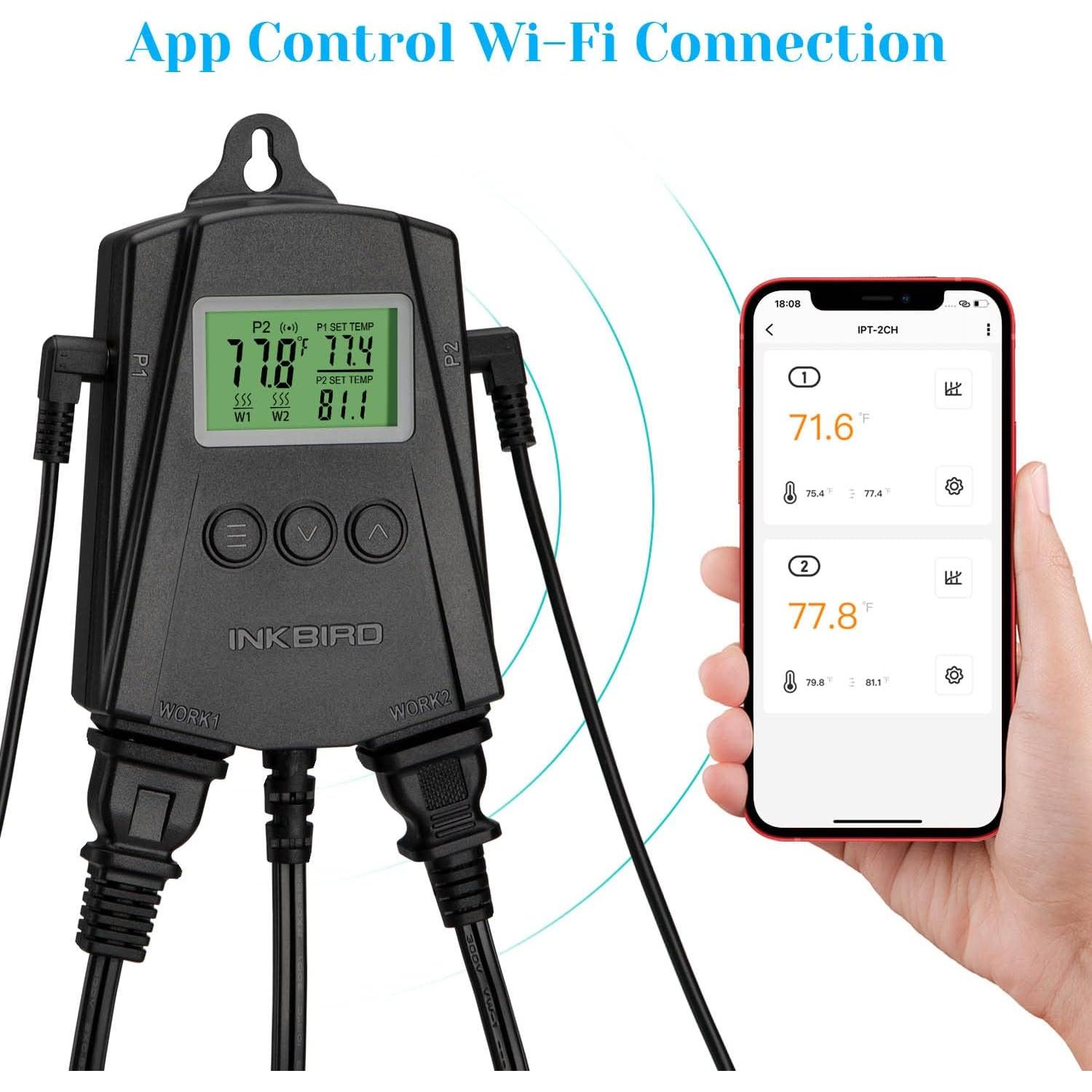 Controlador de Termostato WiFi Inkbird IPT-2CH para Reptiles