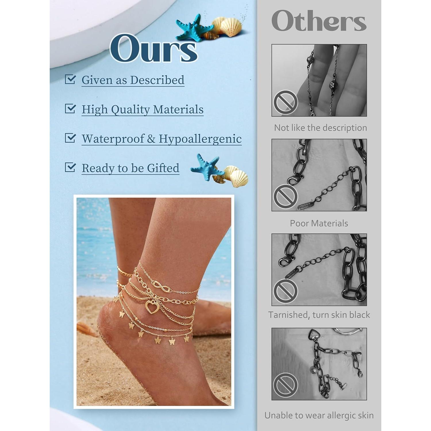 Conjunto de Anillos y Pulseras de Tobillo ORAZIO Dorado