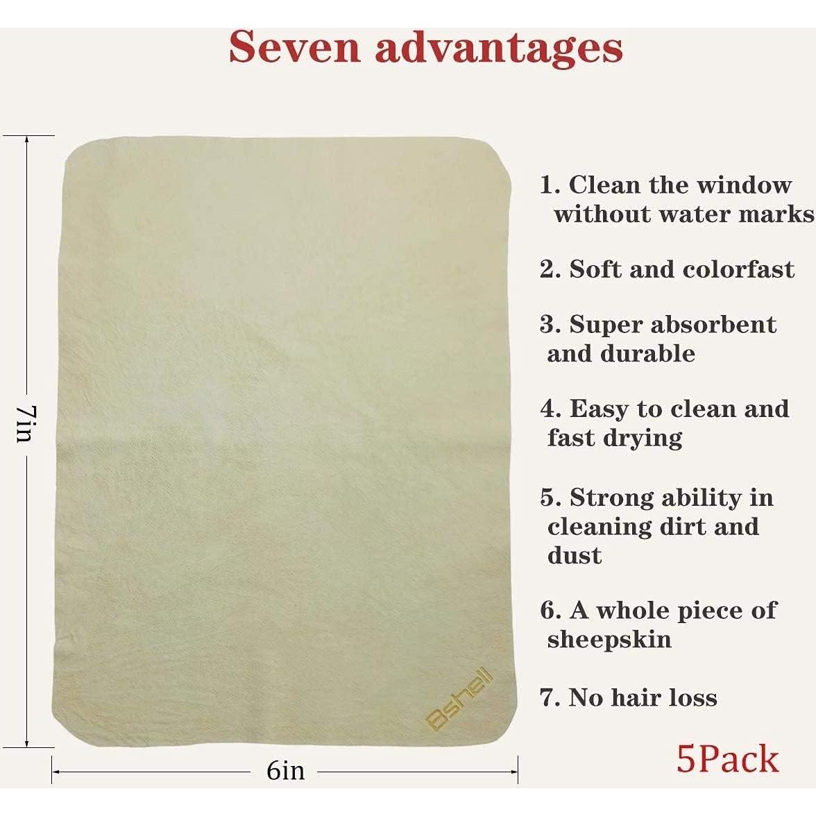Paño de Chamois BSHELL 7x6" Natural - Paquete de 5 Unidades