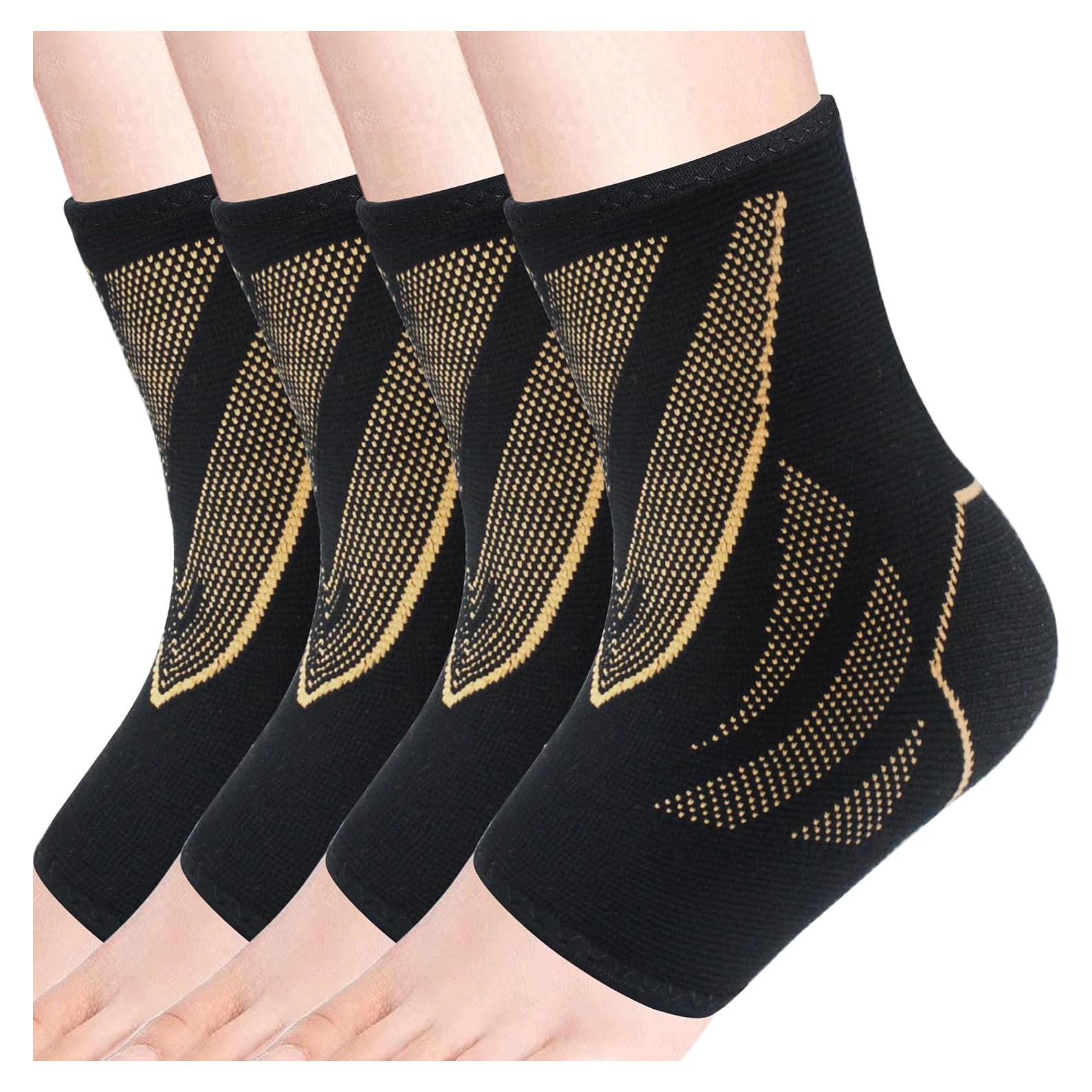 Fajas de Compresión para Tobillo CYCLXY - 2 Pares, Negro/Cobre