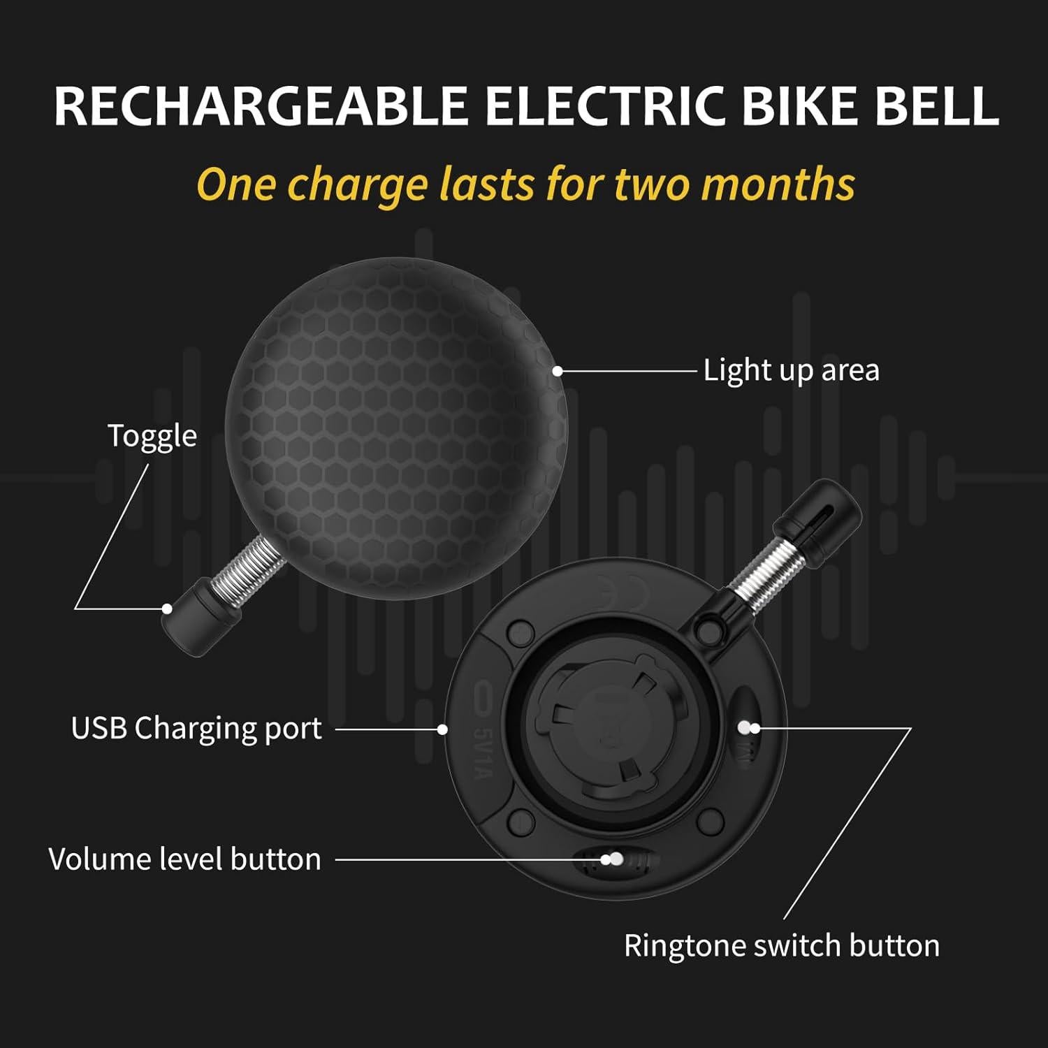 Campana de Bicicleta Eléctrica LEISPO con 5 Sonidos 100dB