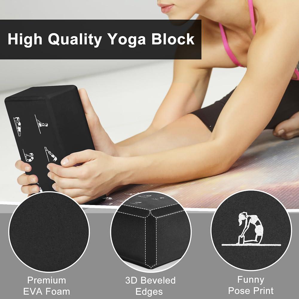 Juego de 2 Bloques de Yoga y Correa FHDUSRYO Rosa 23x15x7.6 cm