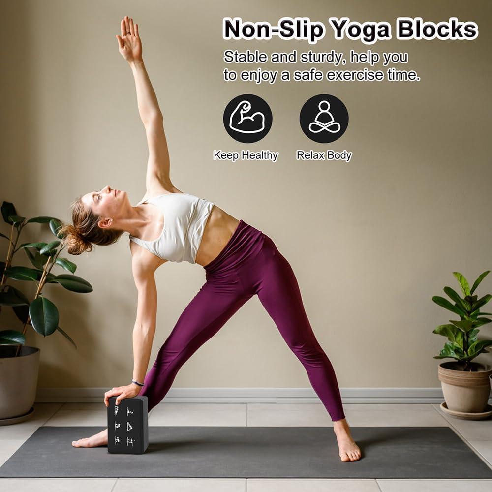 Juego de 2 Bloques de Yoga y Correa FHDUSRYO Rosa 23x15x7.6 cm