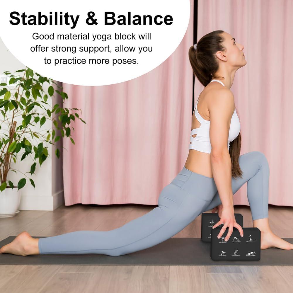 Juego de 2 Bloques de Yoga y Correa FHDUSRYO Rosa 23x15x7.6 cm